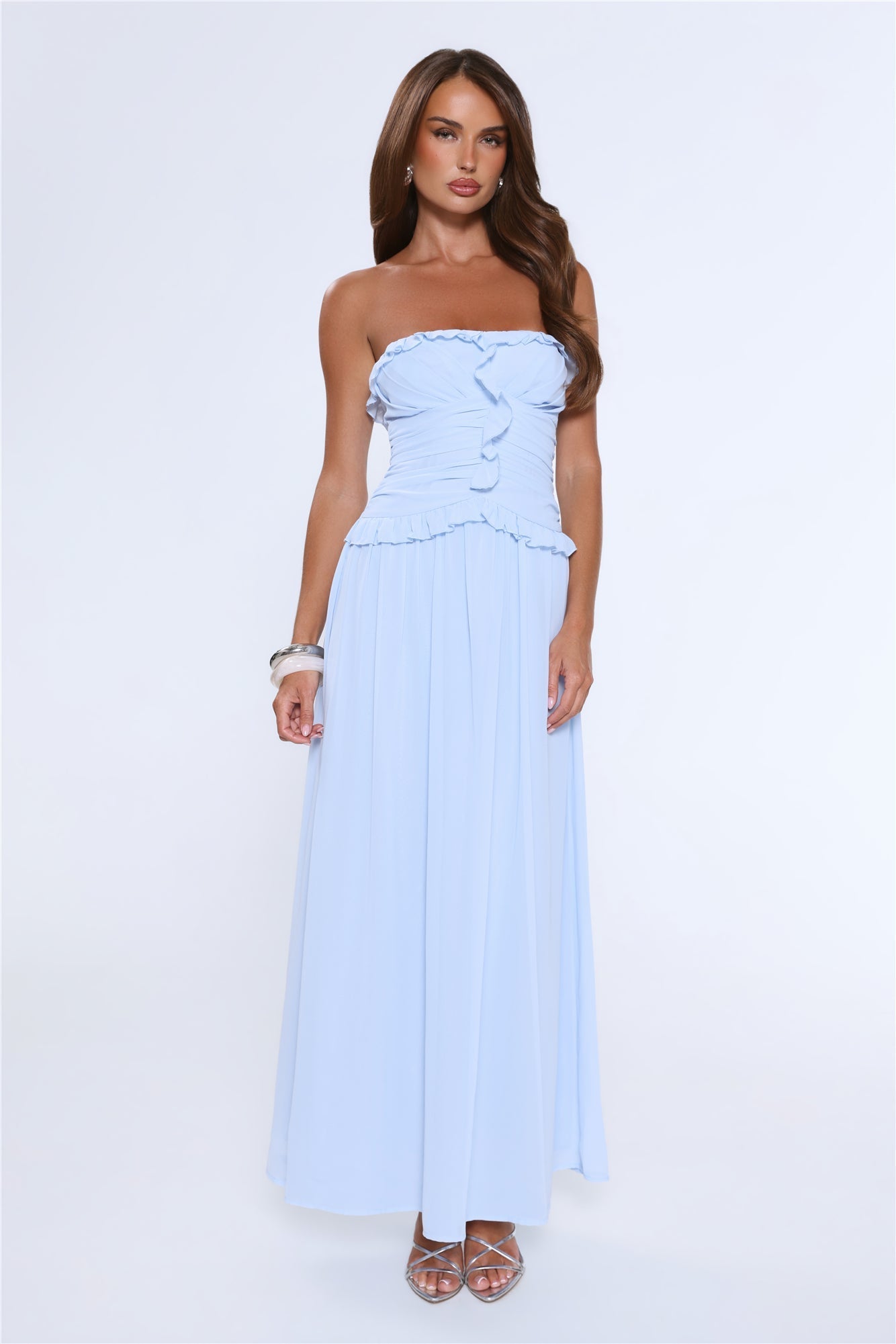 Vestido longo tomara-que-caia Hour Whispers — Azul