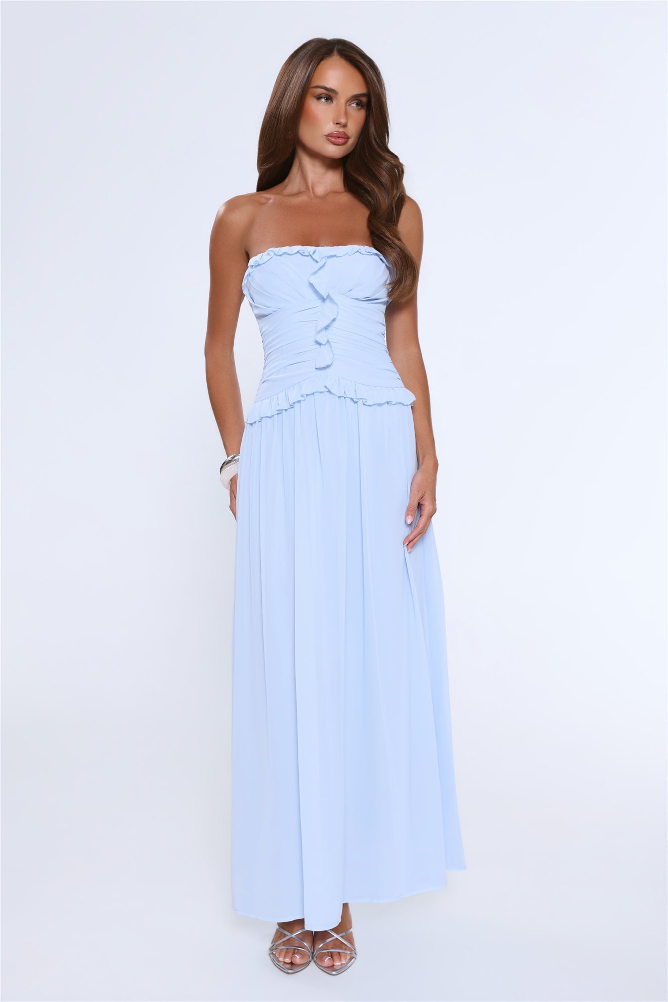 Vestido longo tomara-que-caia Hour Whispers — Azul