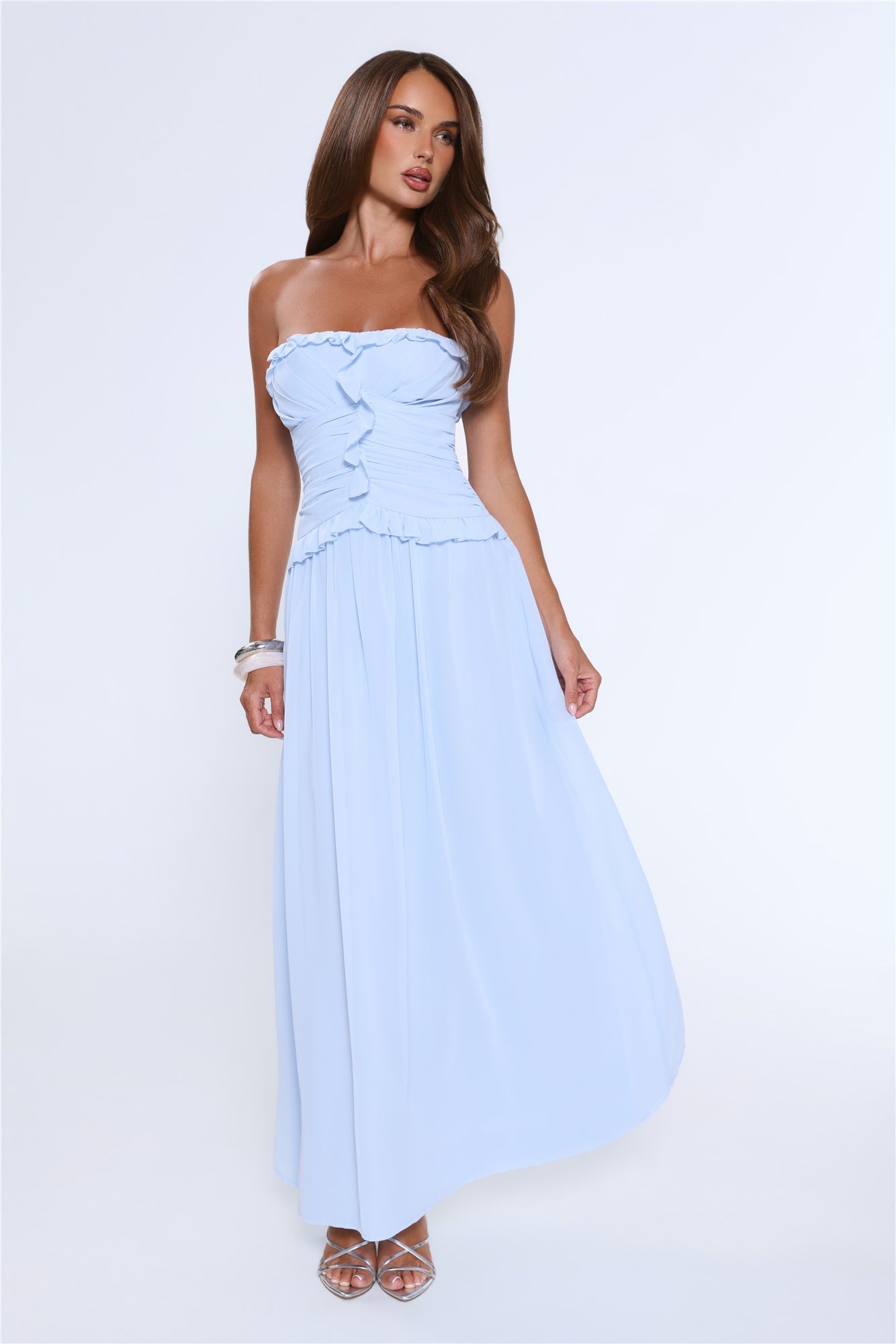 Vestido longo tomara-que-caia Hour Whispers — Azul