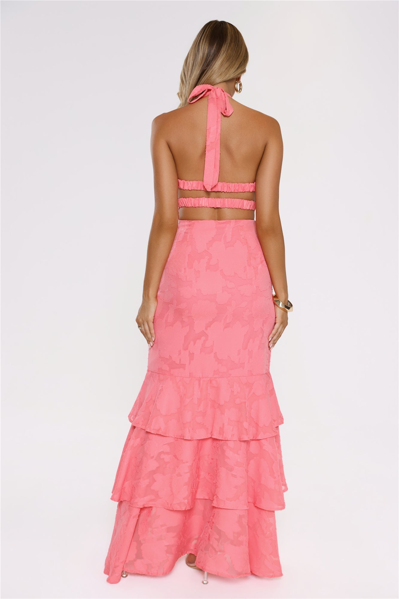 Vestido longo com decote halter Take The Chance — Coral