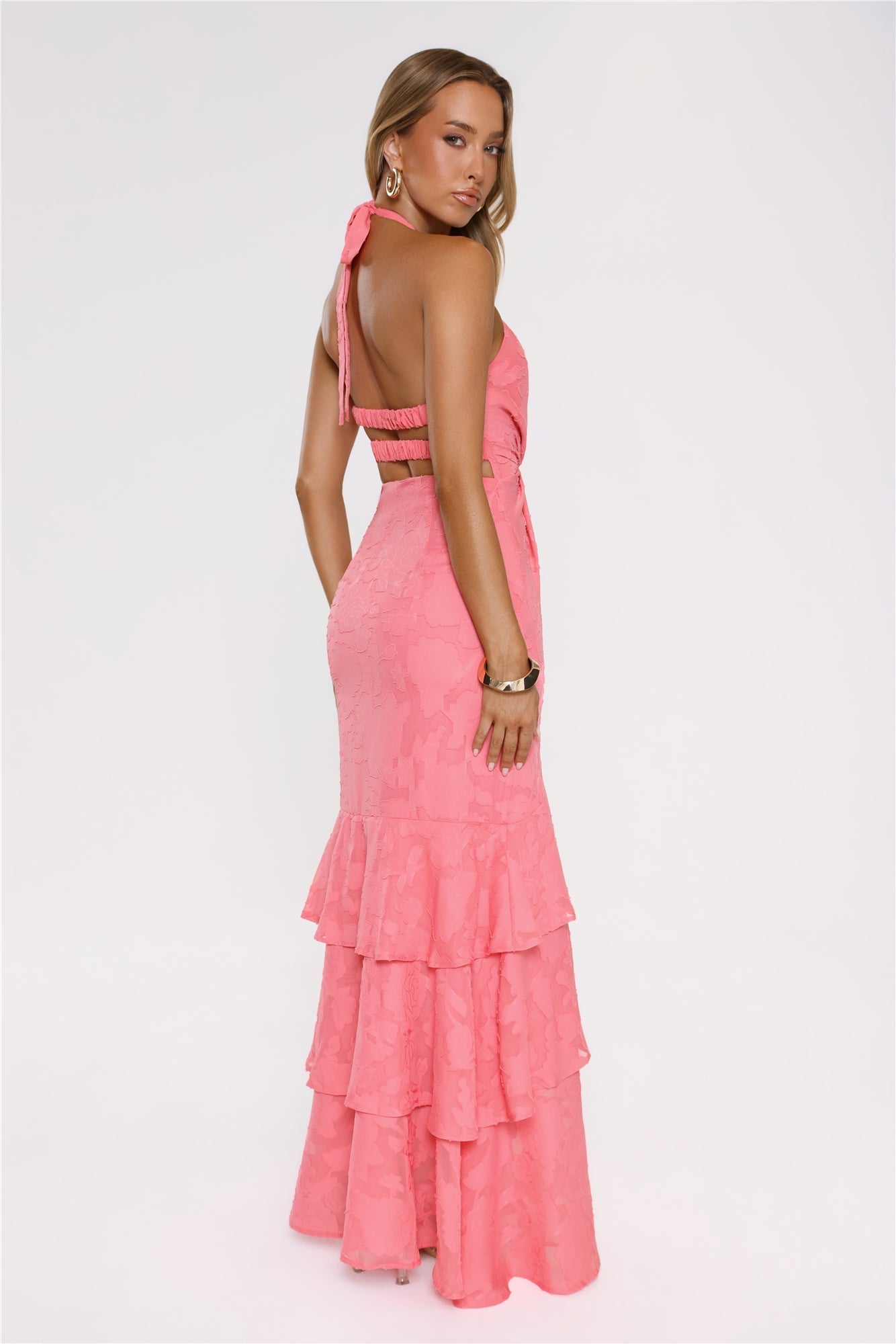 Vestido longo com decote halter Take The Chance — Coral