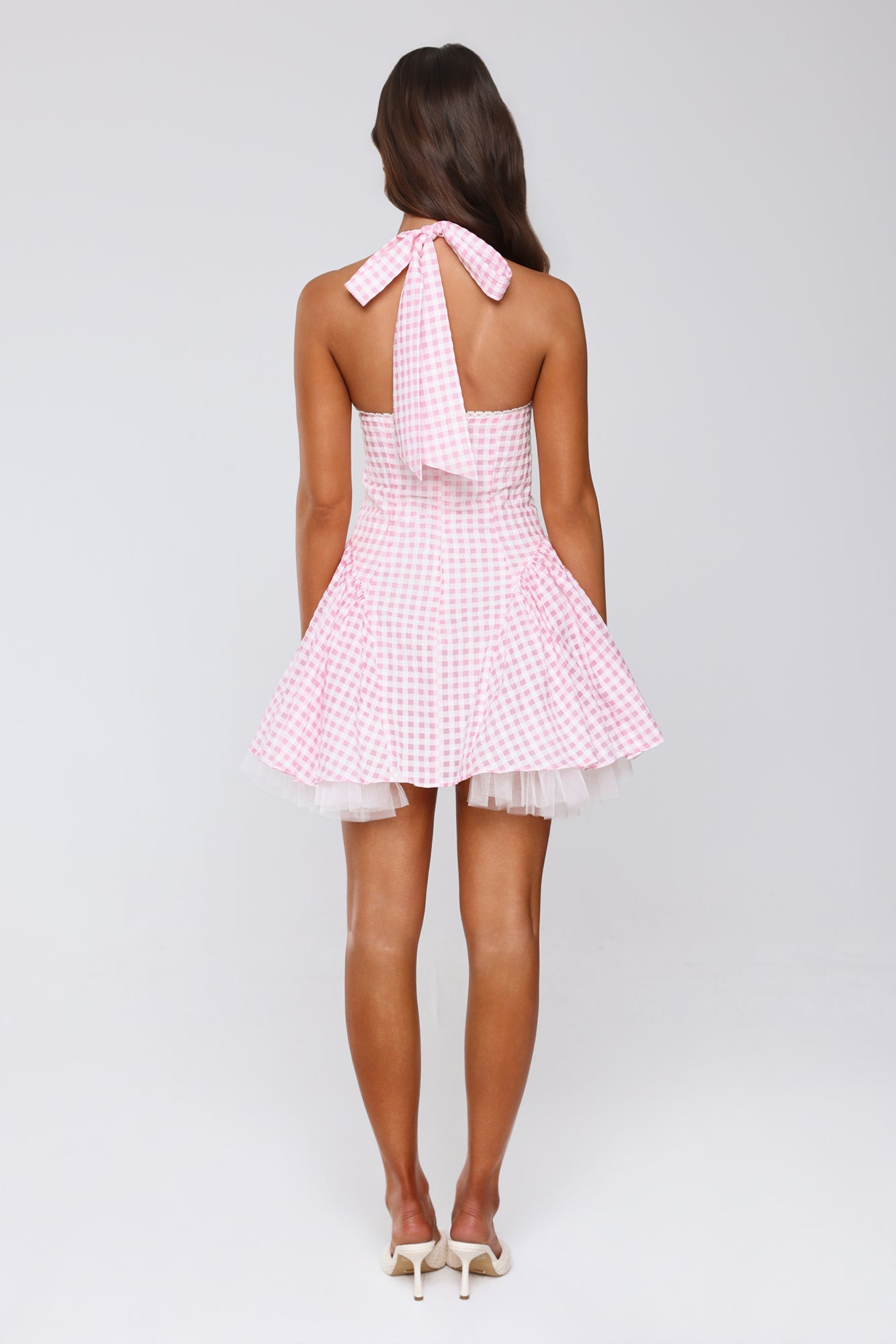 Minivestido Xadrez Vichy "Lírio Encantado" — Rosa claro