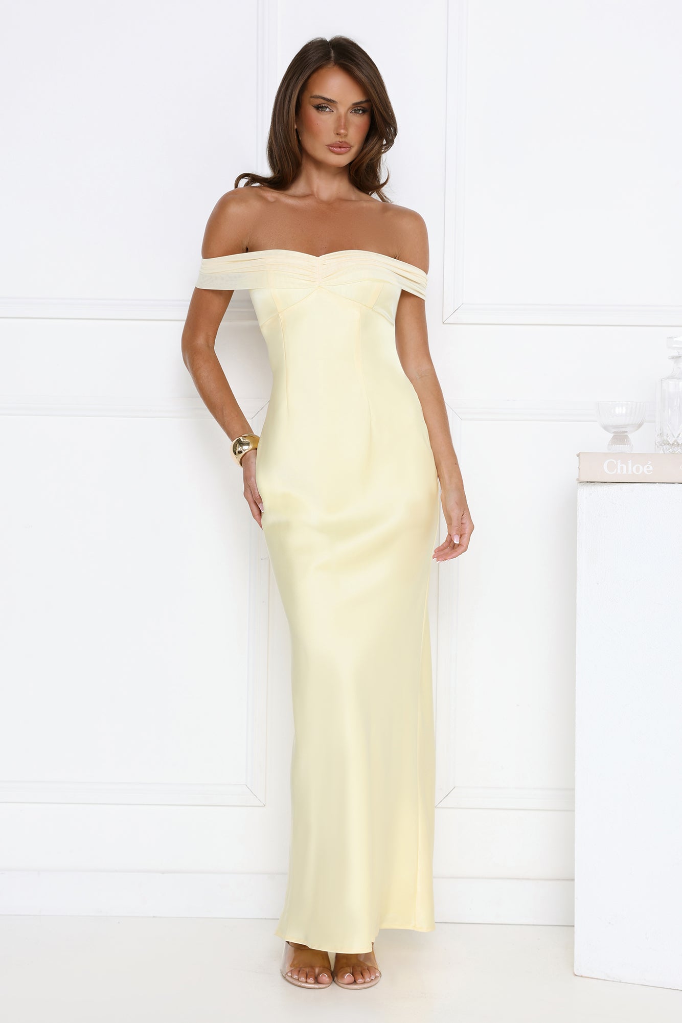 Vestido longo ombro a ombro The Sophisticate — Amarelo