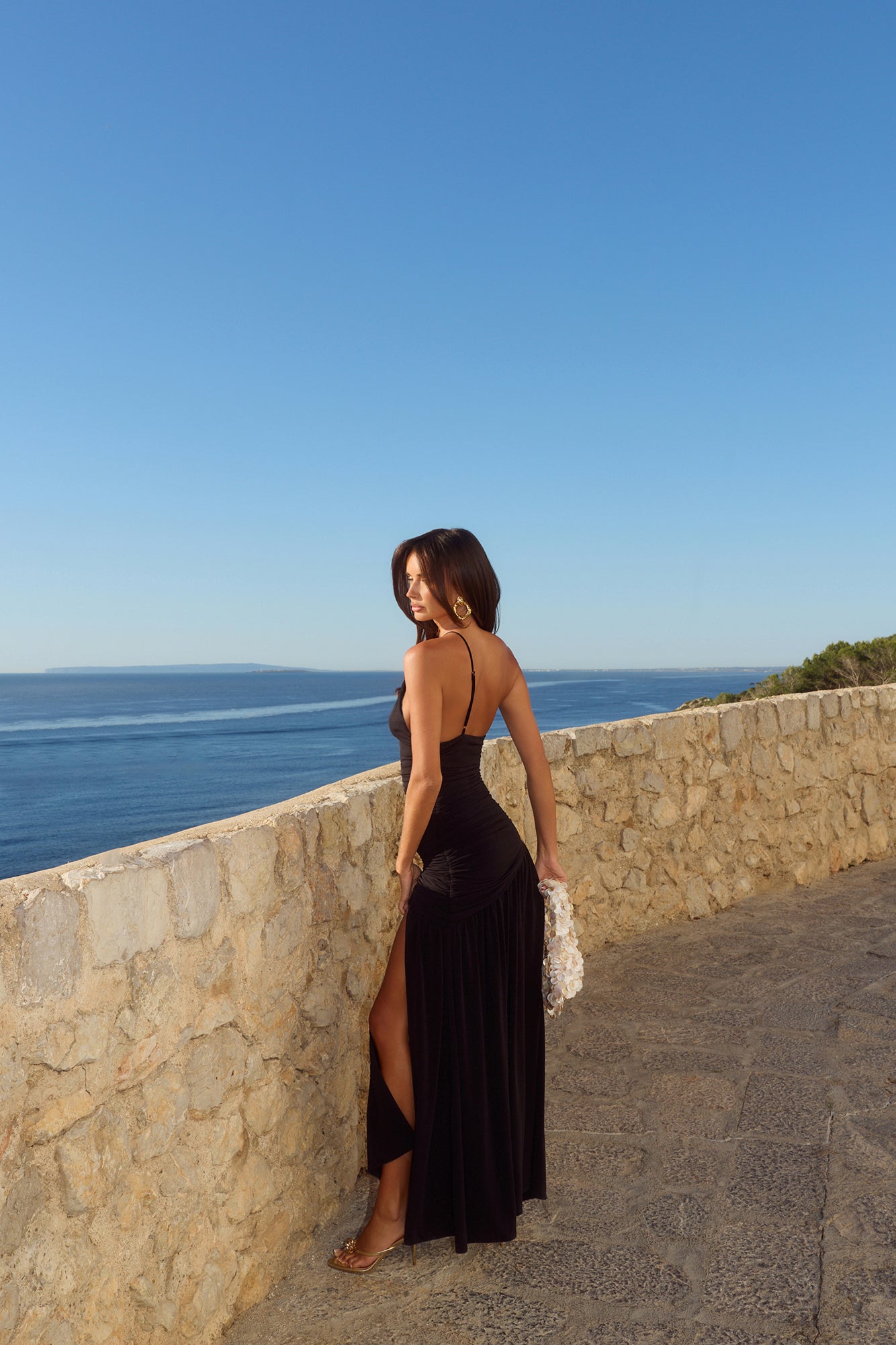 Vestido maxi de um ombro só "Spun In The Sun" — Preto