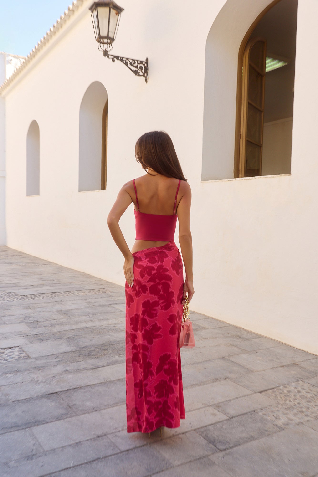 Vestido longo Pétala Ruborizada - Vermelho