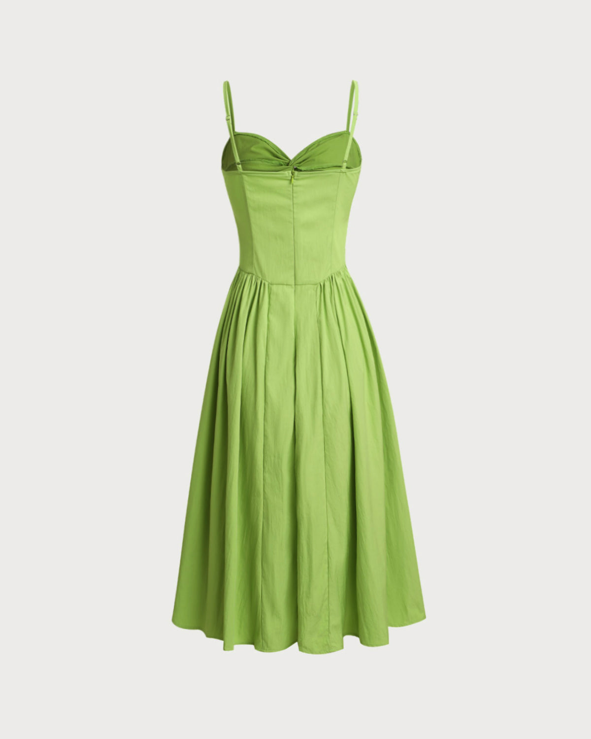 Vestido slip midi com decote coração - Verde