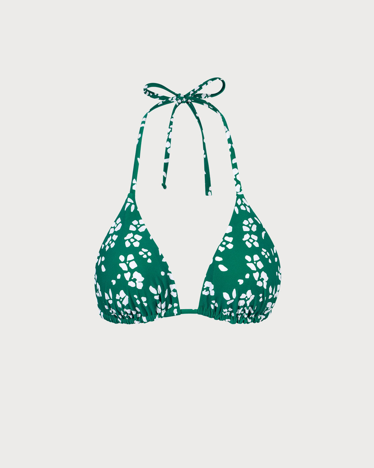 Top de biquíni triângulo reversível verde com estampa floral