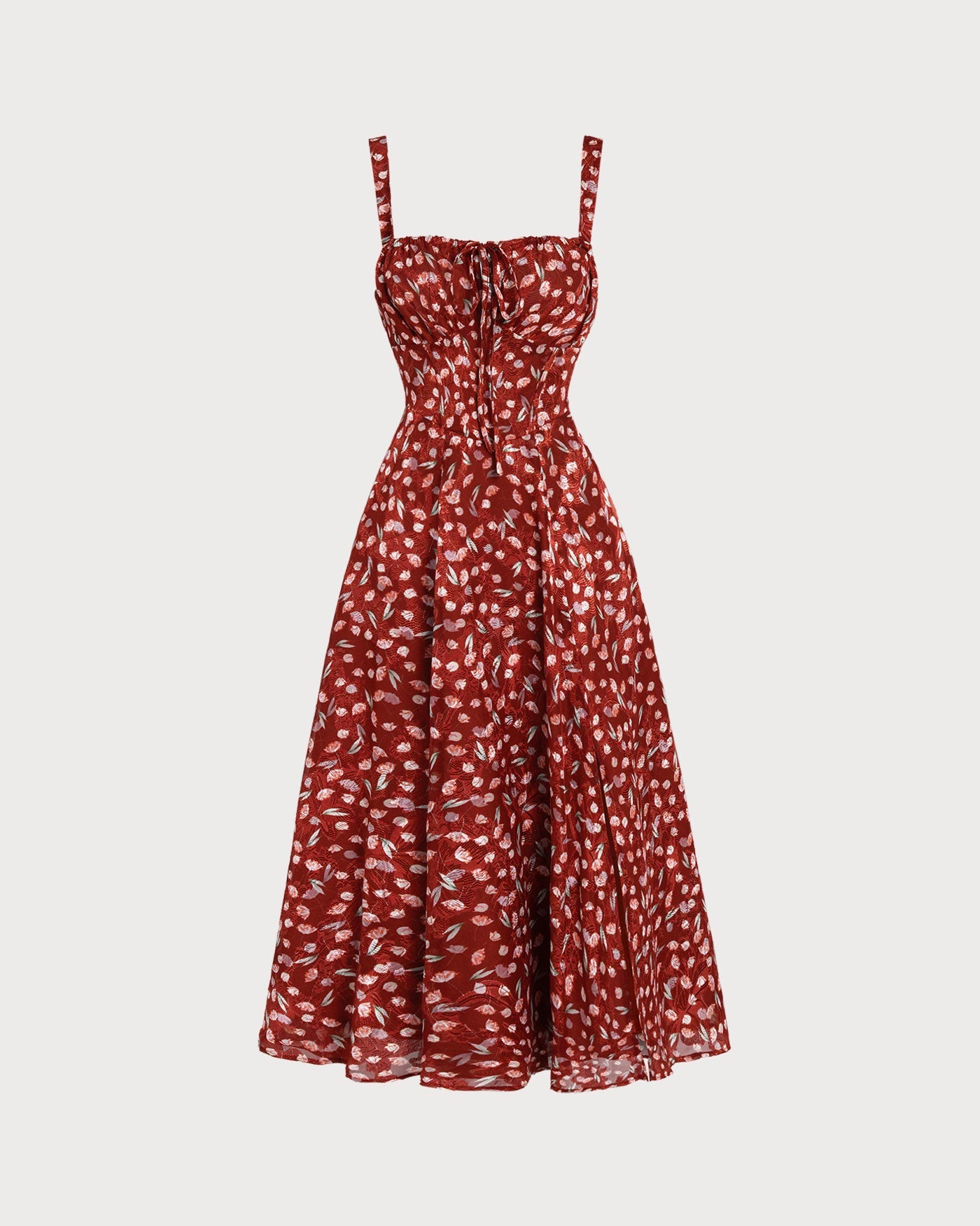 Vestido midi slip floral vinho