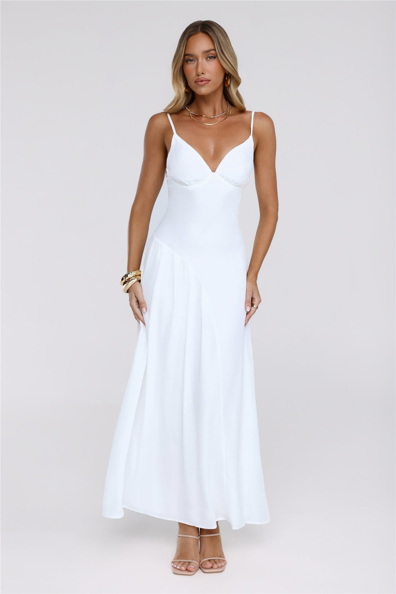 Vestido Longo Sussurro Dourado — Branco