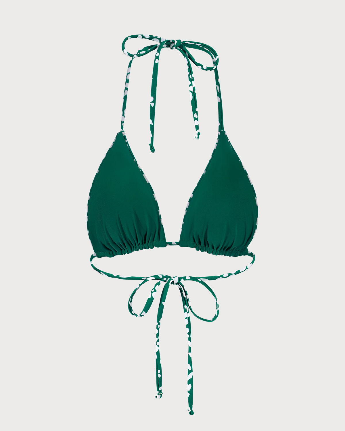 Top de biquíni triângulo reversível verde com estampa floral