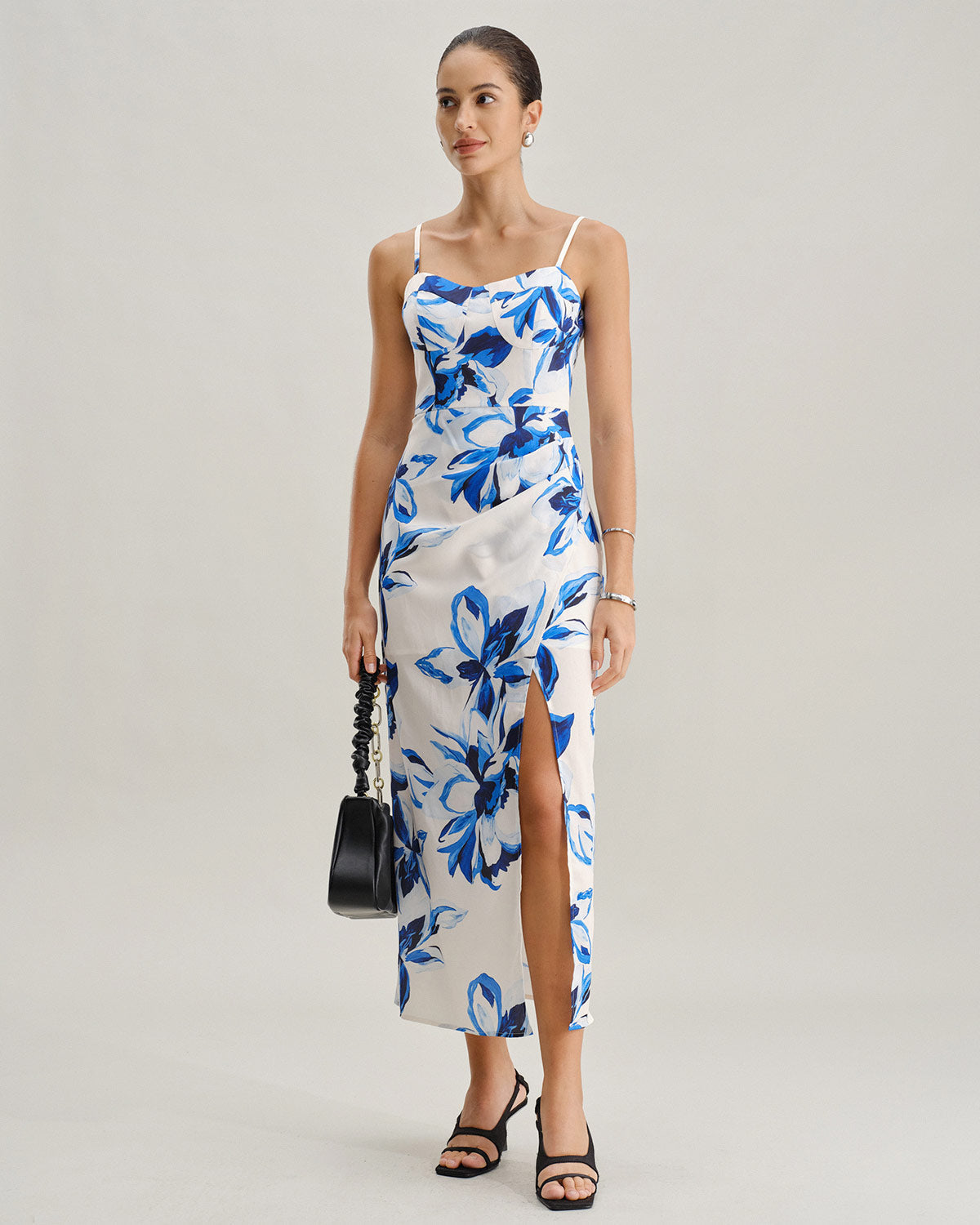 Vestido Longo Slip Boho Floral Azul