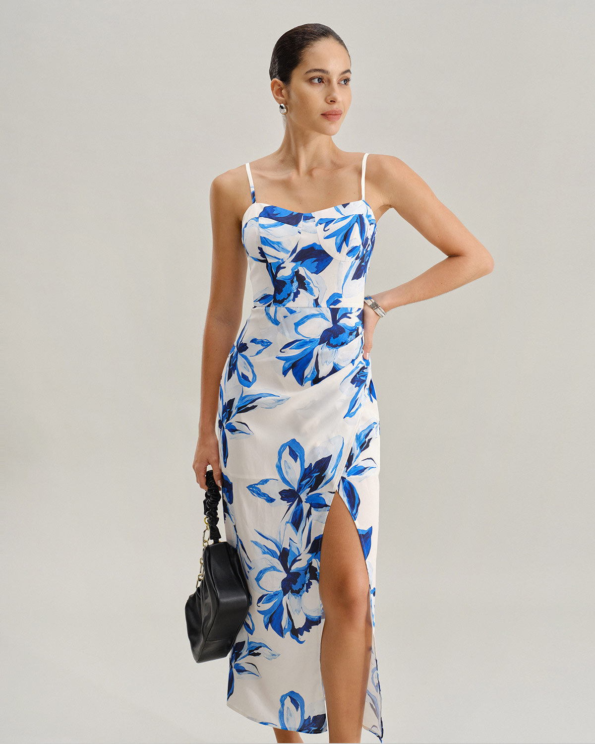 Vestido Longo Slip Boho Floral Azul
