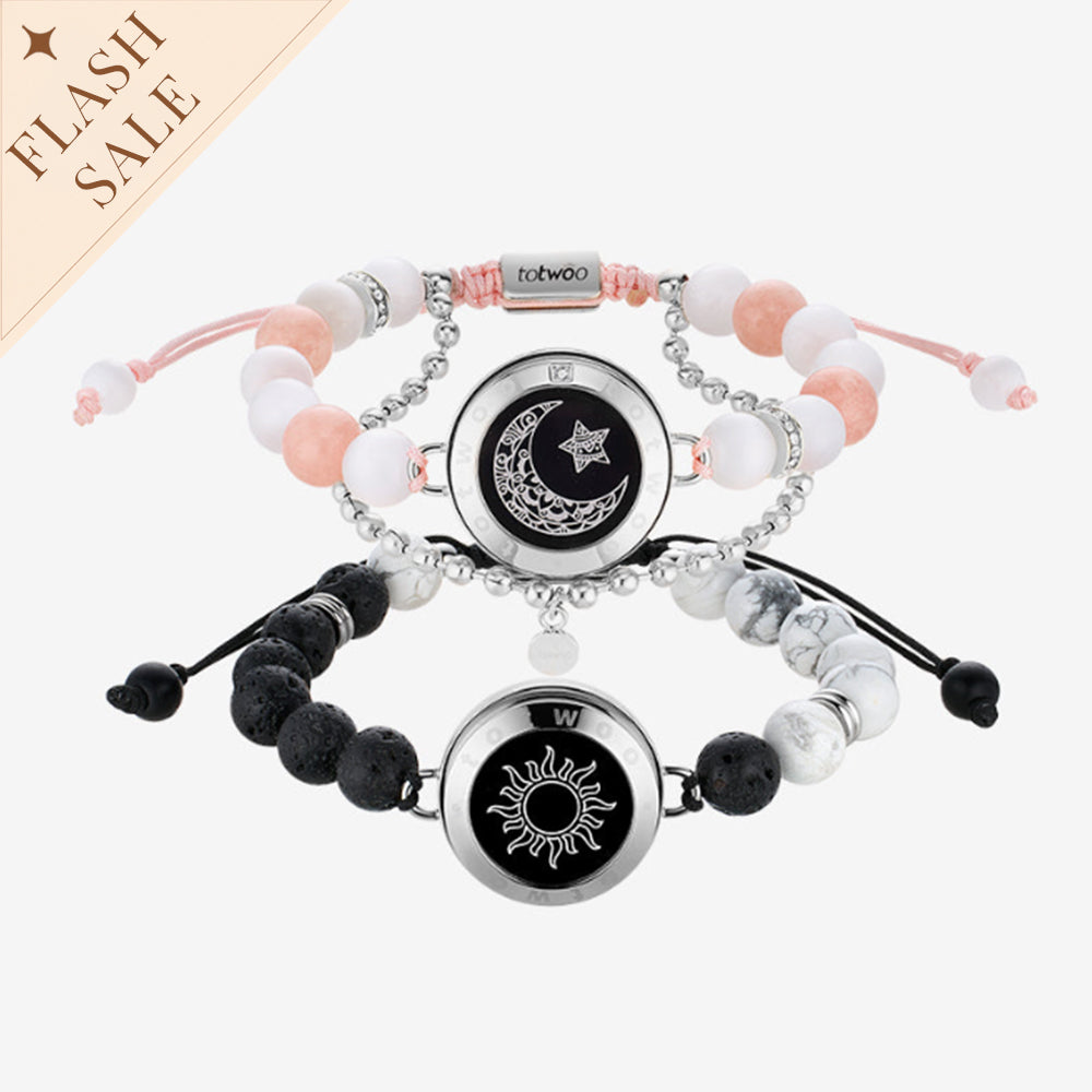 Sun & Moon Touch Bracelets with Phantasmal Beads (Silver+Silver)