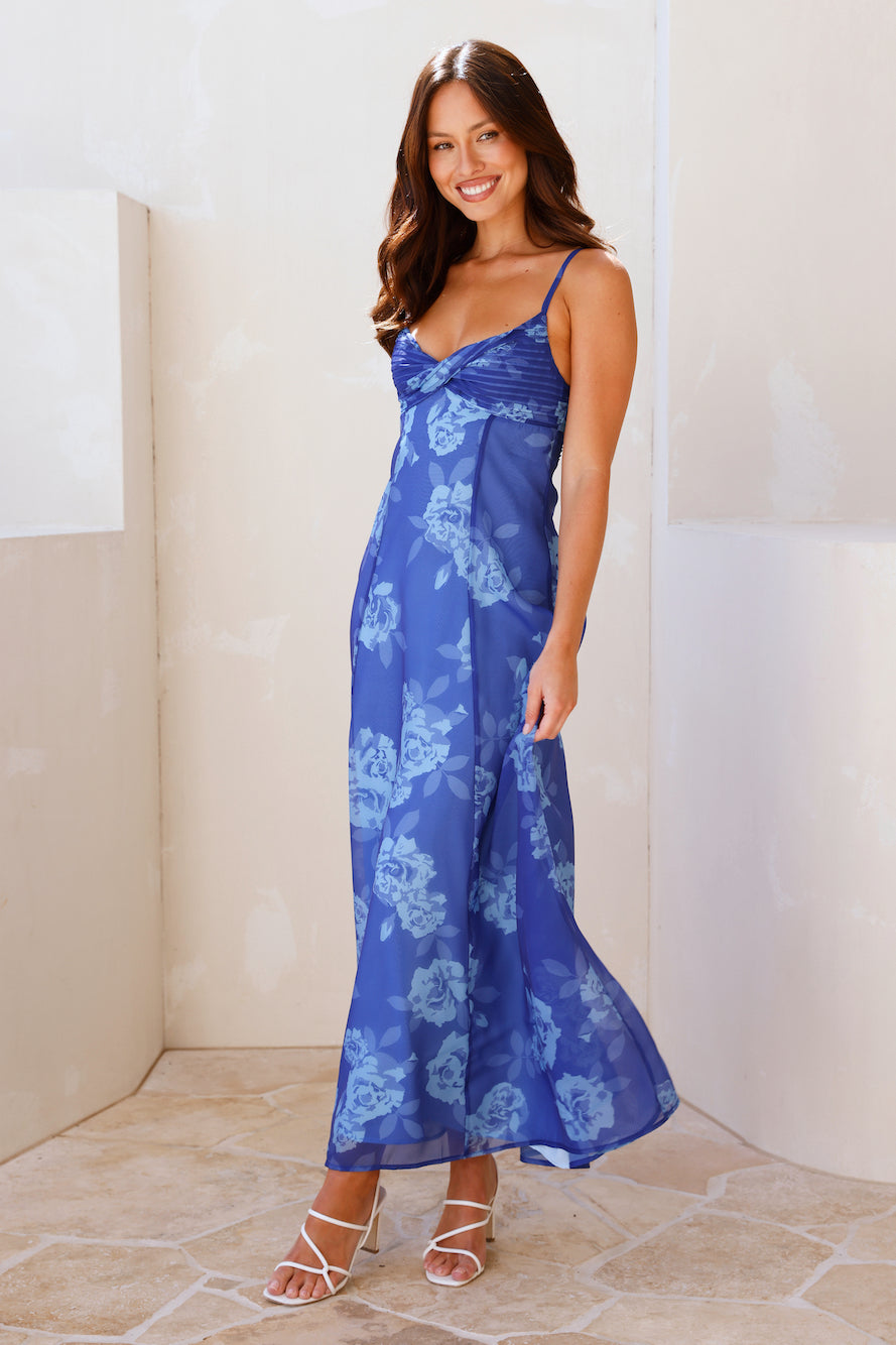Vestido Longo Spring Forward — Azul