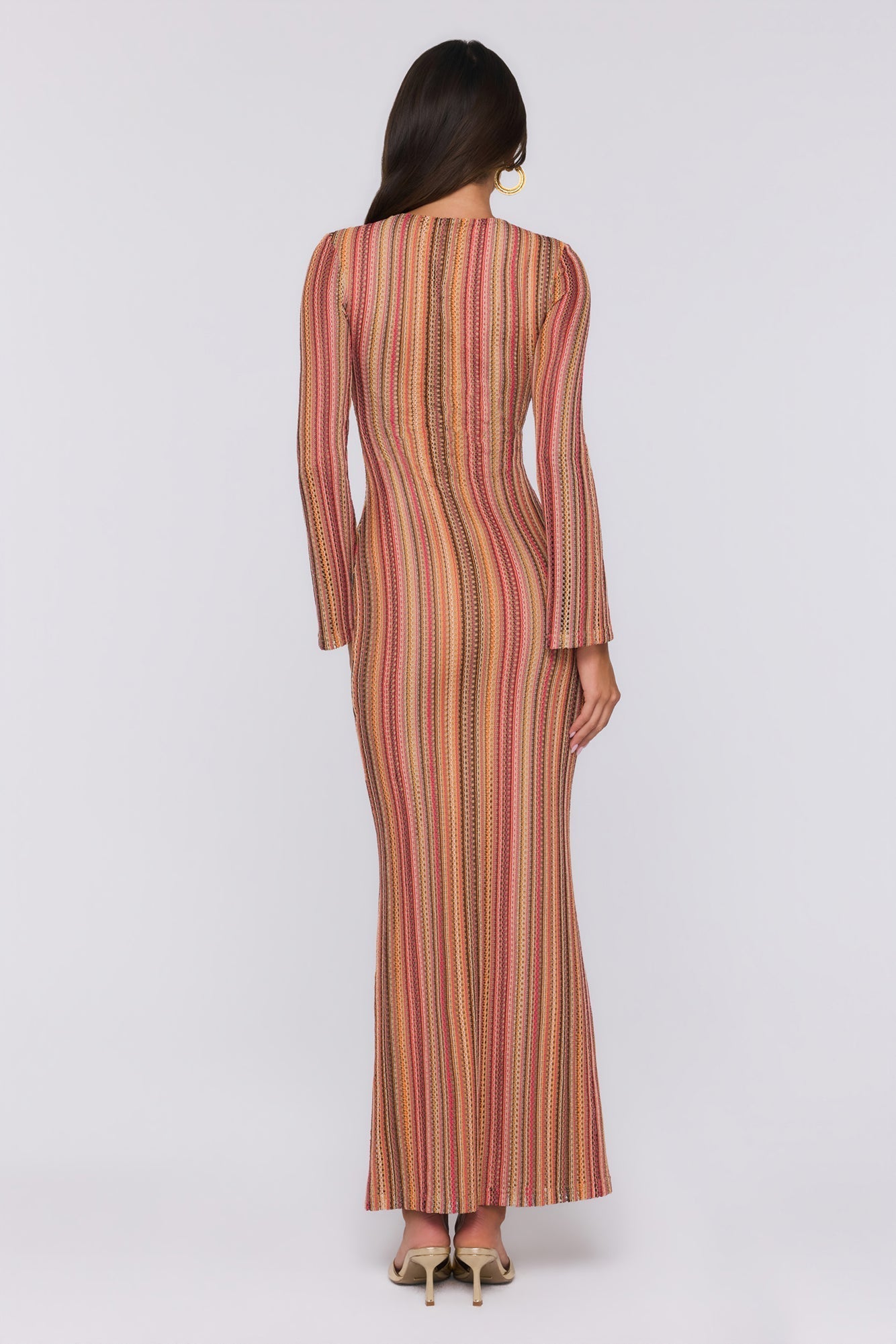 Vestido maxi de tricô Crystal Coast — Multicolorido