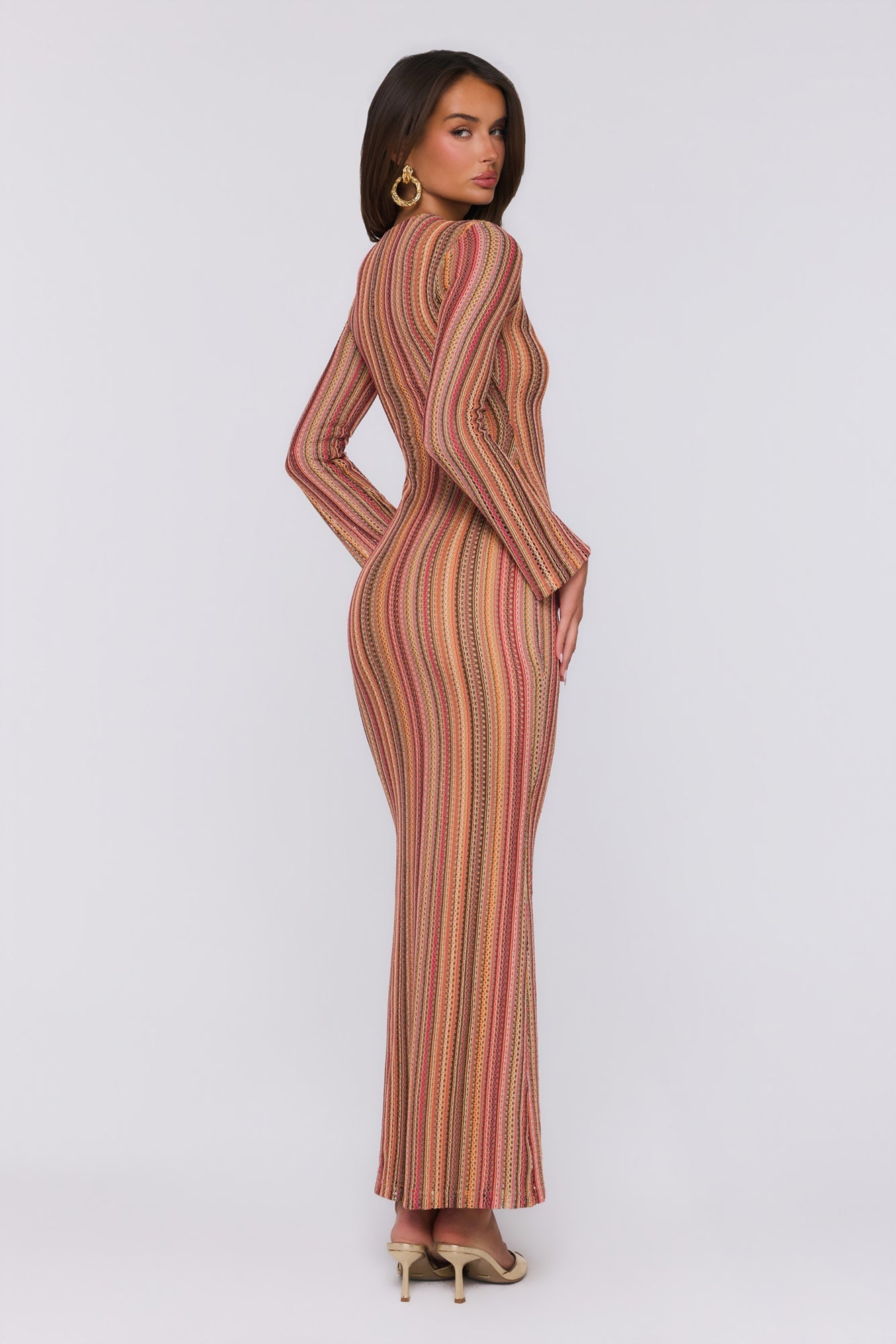 Vestido maxi de tricô Crystal Coast — Multicolorido