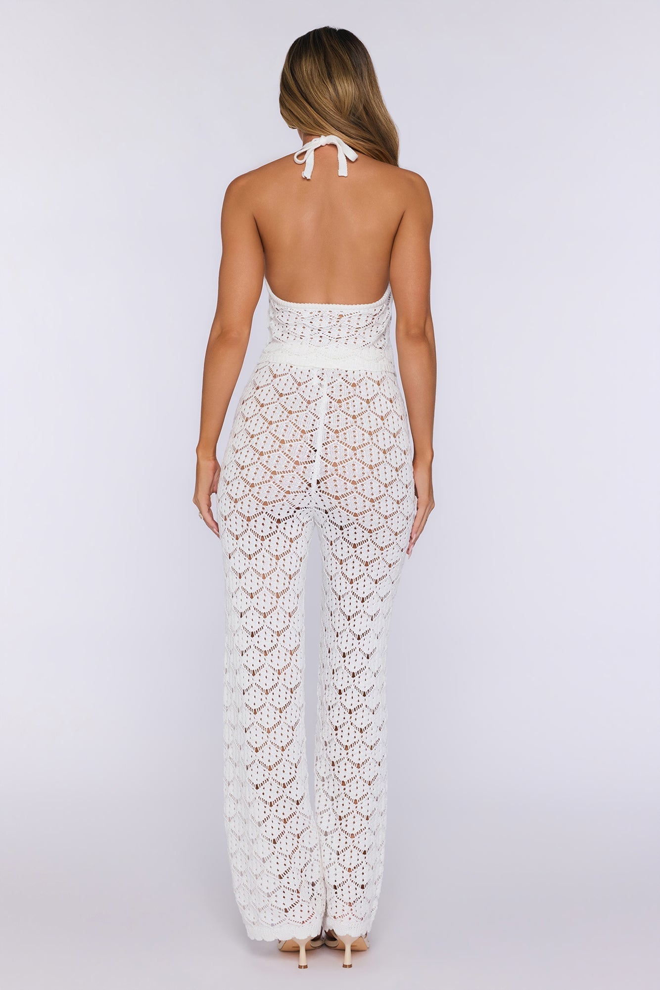 Calça em tricô Palm Shade — Branca