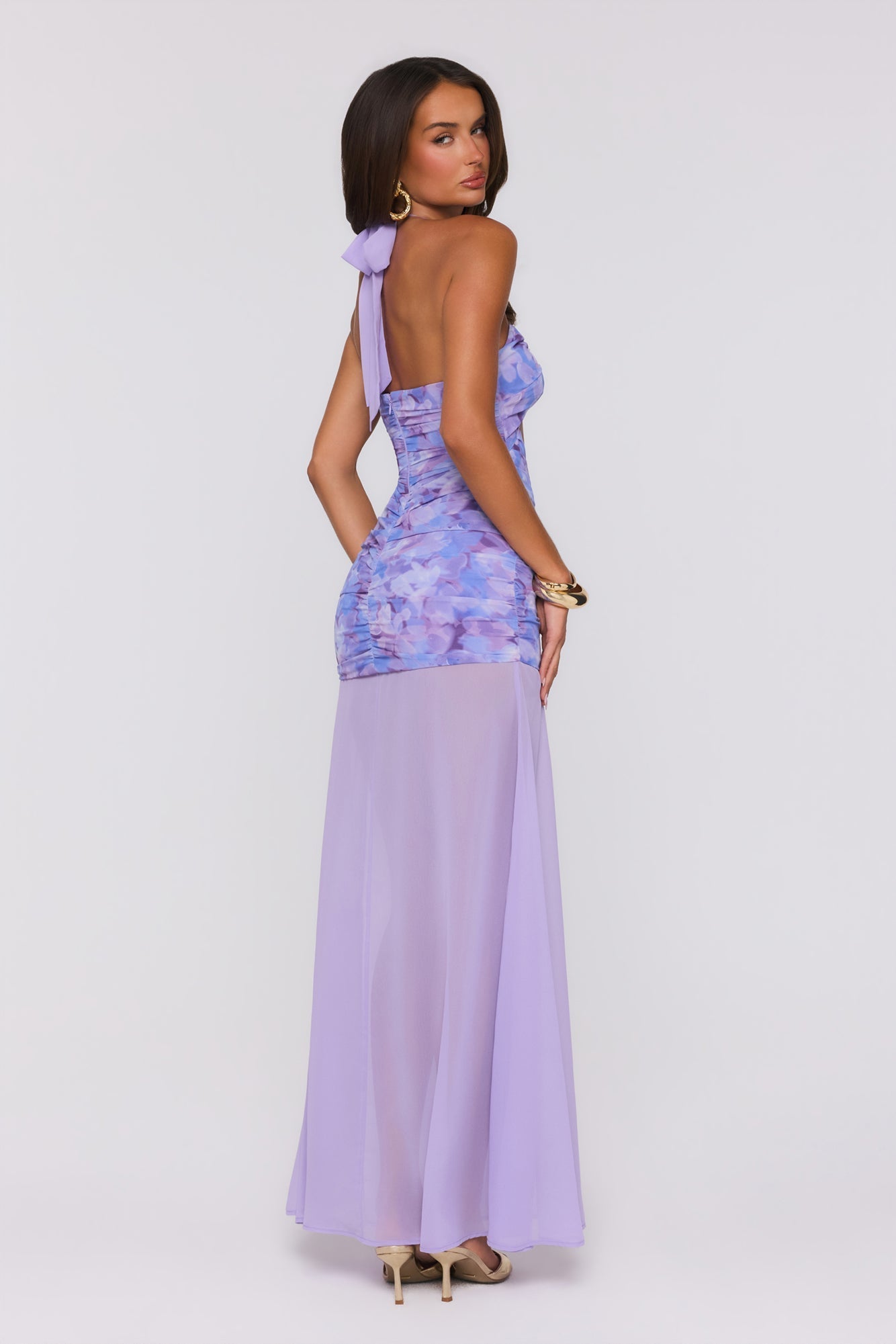 Vestido longo halter Lilac Whisper — Lilás