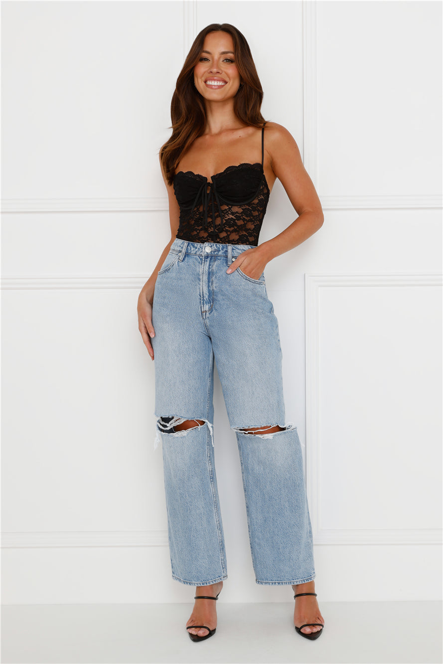 Body de Renda Promise Please — Preto