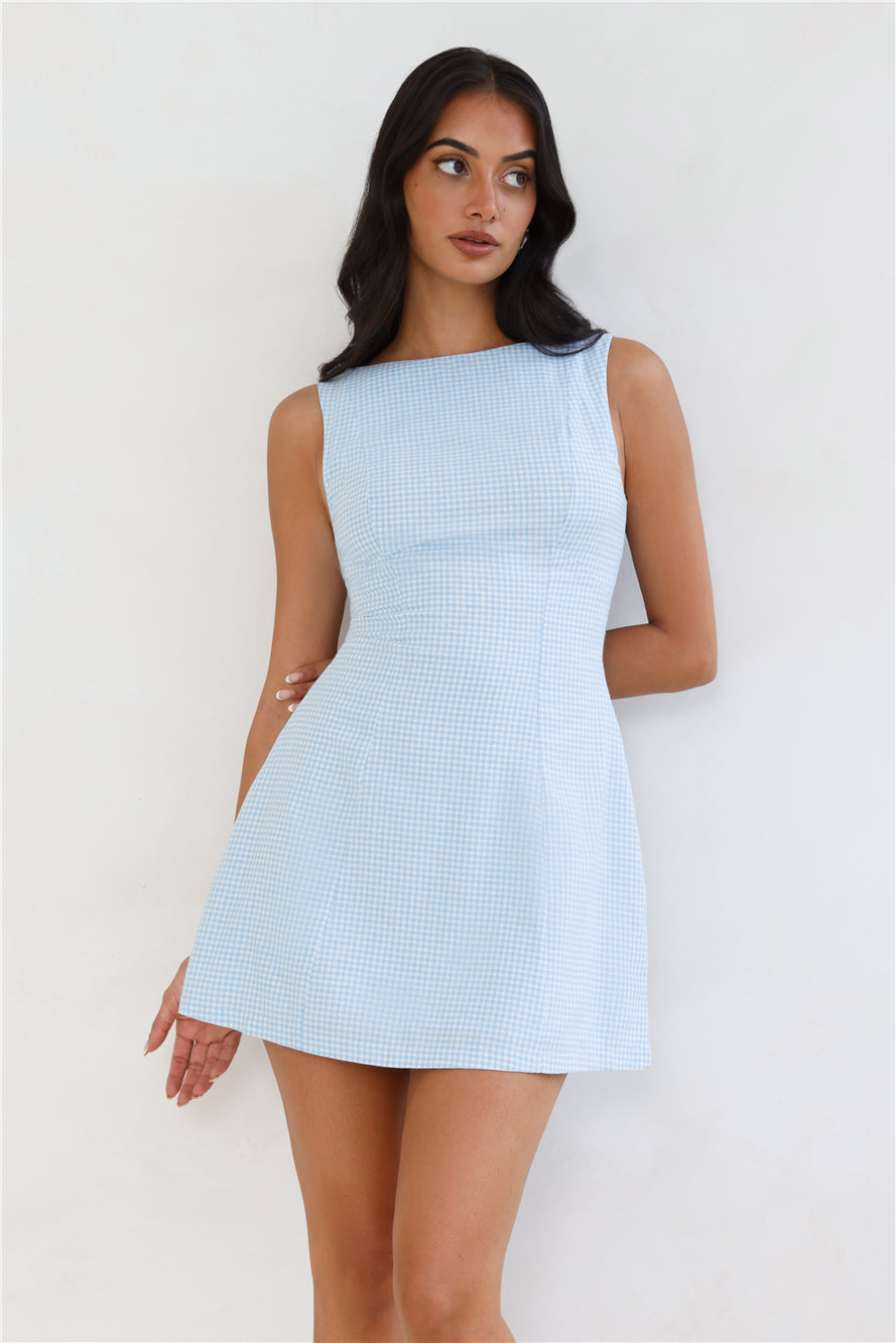 Mini vestido xadrez vichy Dream Paddock — Azul