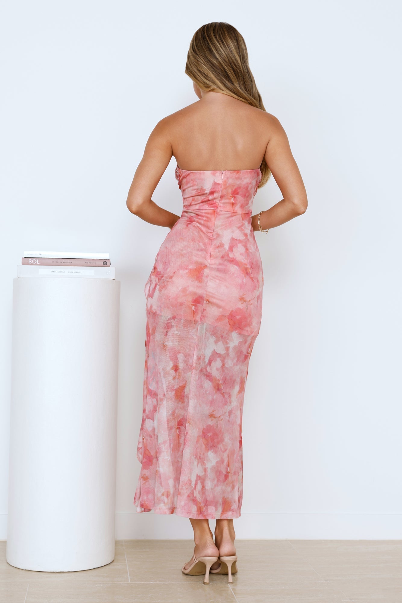 Firefly Heat — Vestido Longo Tomara-que-Caia em Tule (Rosa)