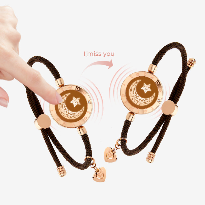 Moon and Moon Touch Bracelets with Milan Rope (Brown+Brown)
