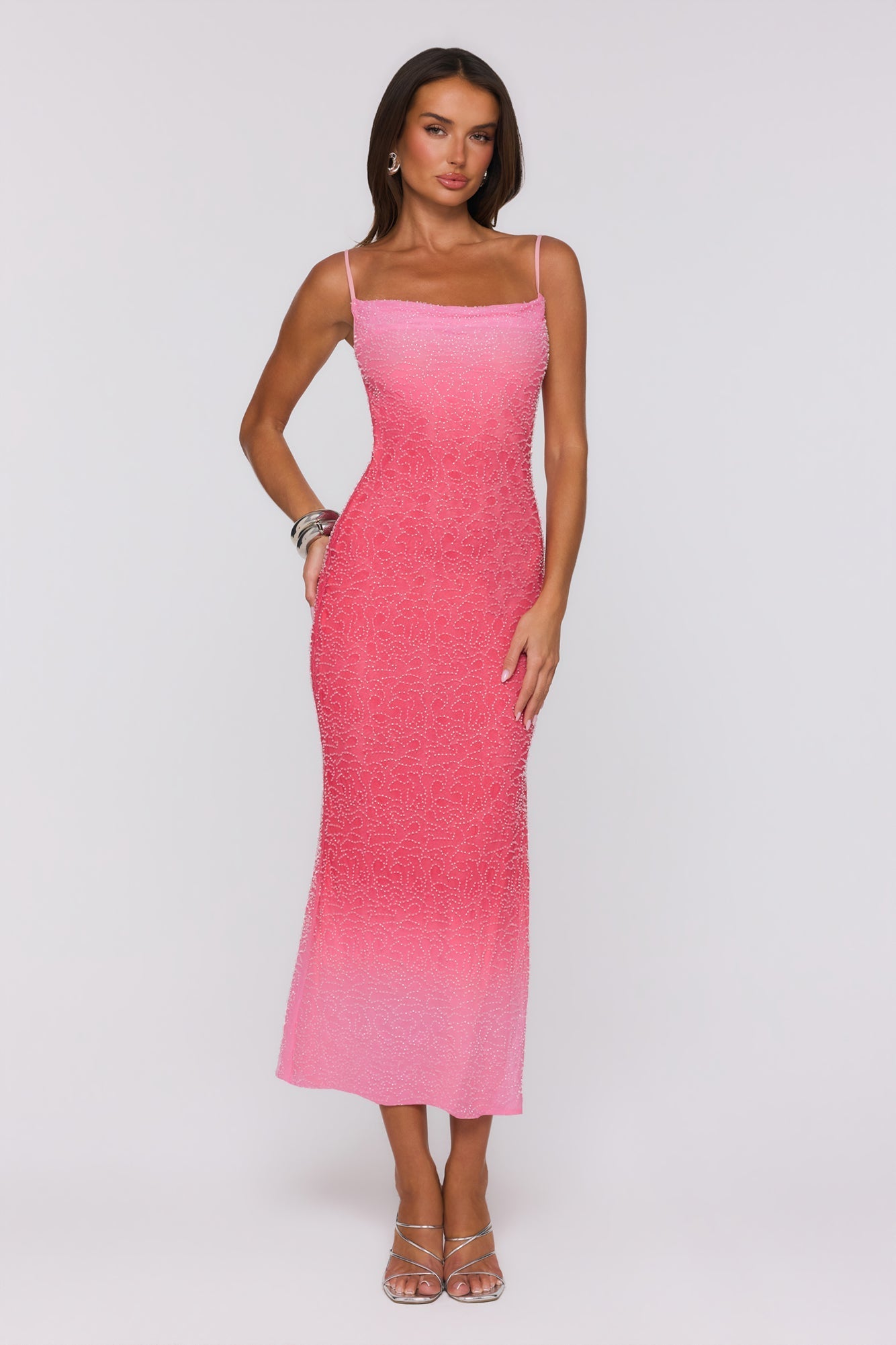 Vestido longo degradê Honeyed Nights — Rosa