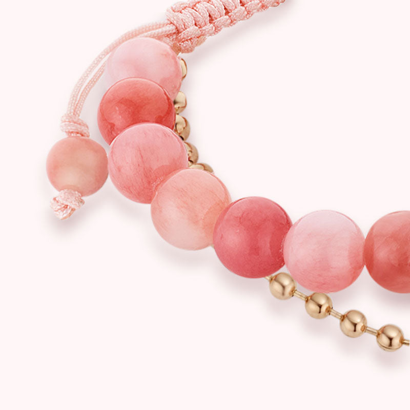 Mountain & Sea Touch Bracelets with Black Agate and Pink Persian Jade