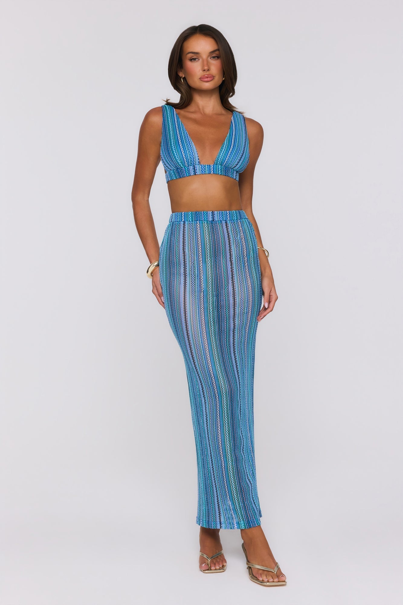 Saia longa de tricô Ocean Bloomette — Azul