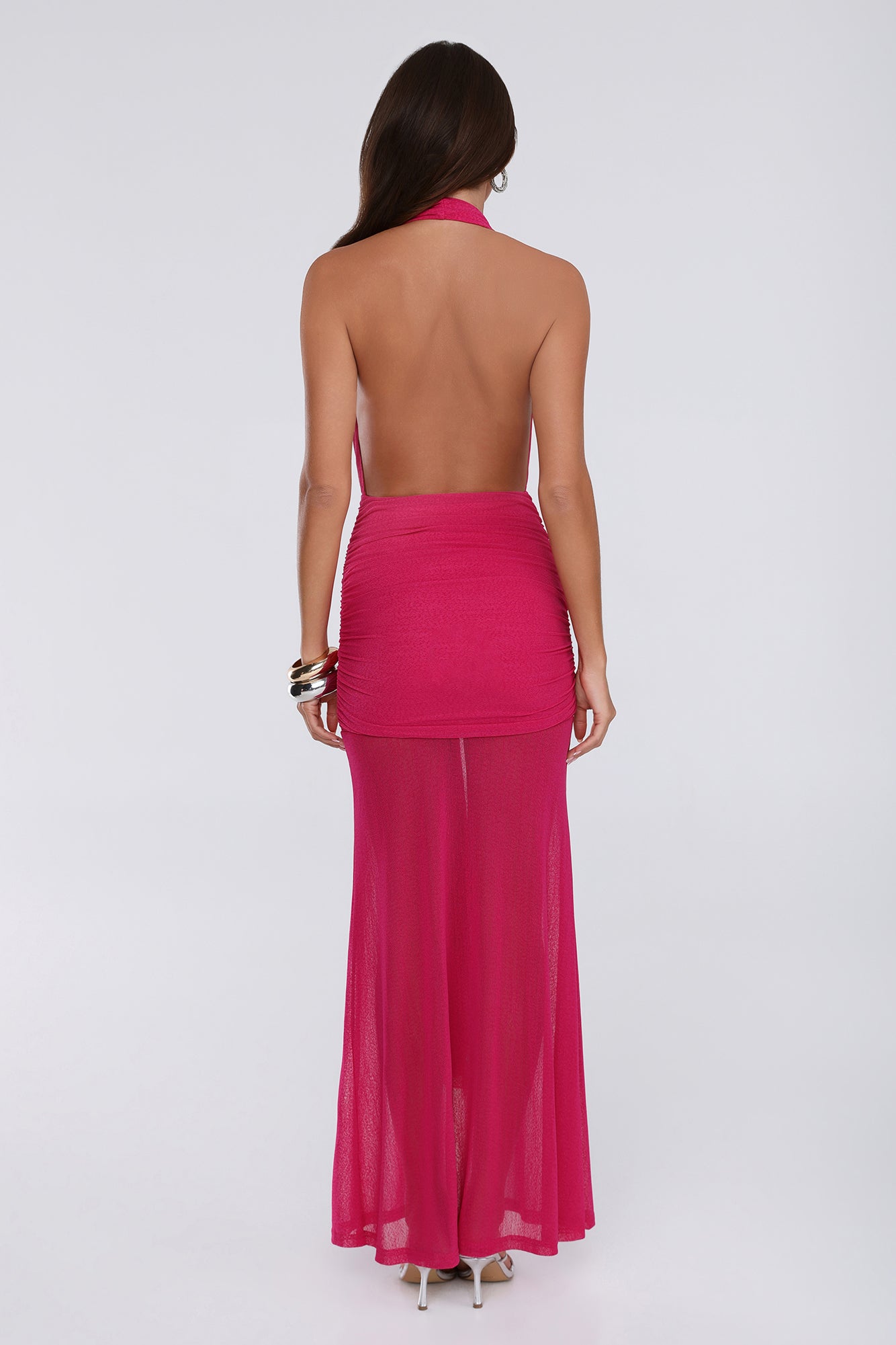 Vestido longo com decote halter "Born To Stand Out" — Rosa
