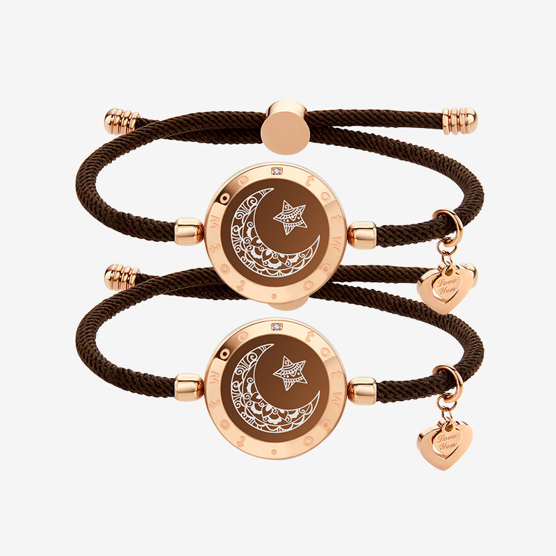Moon and Moon Touch Bracelets with Milan Rope (Brown+Brown)