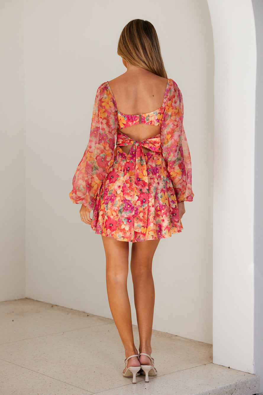 Vestido Curto de Manga Longa Janeiro Sun — Rosa