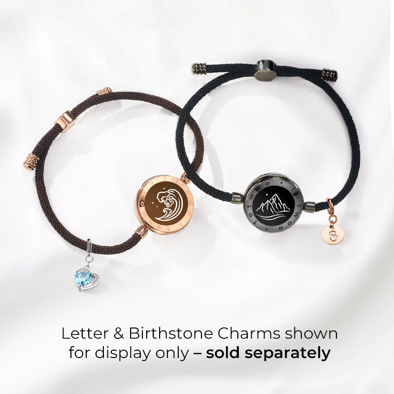 Mountain & Sea Touch Bracelets with Milan Rope (Black+Rose Gold)