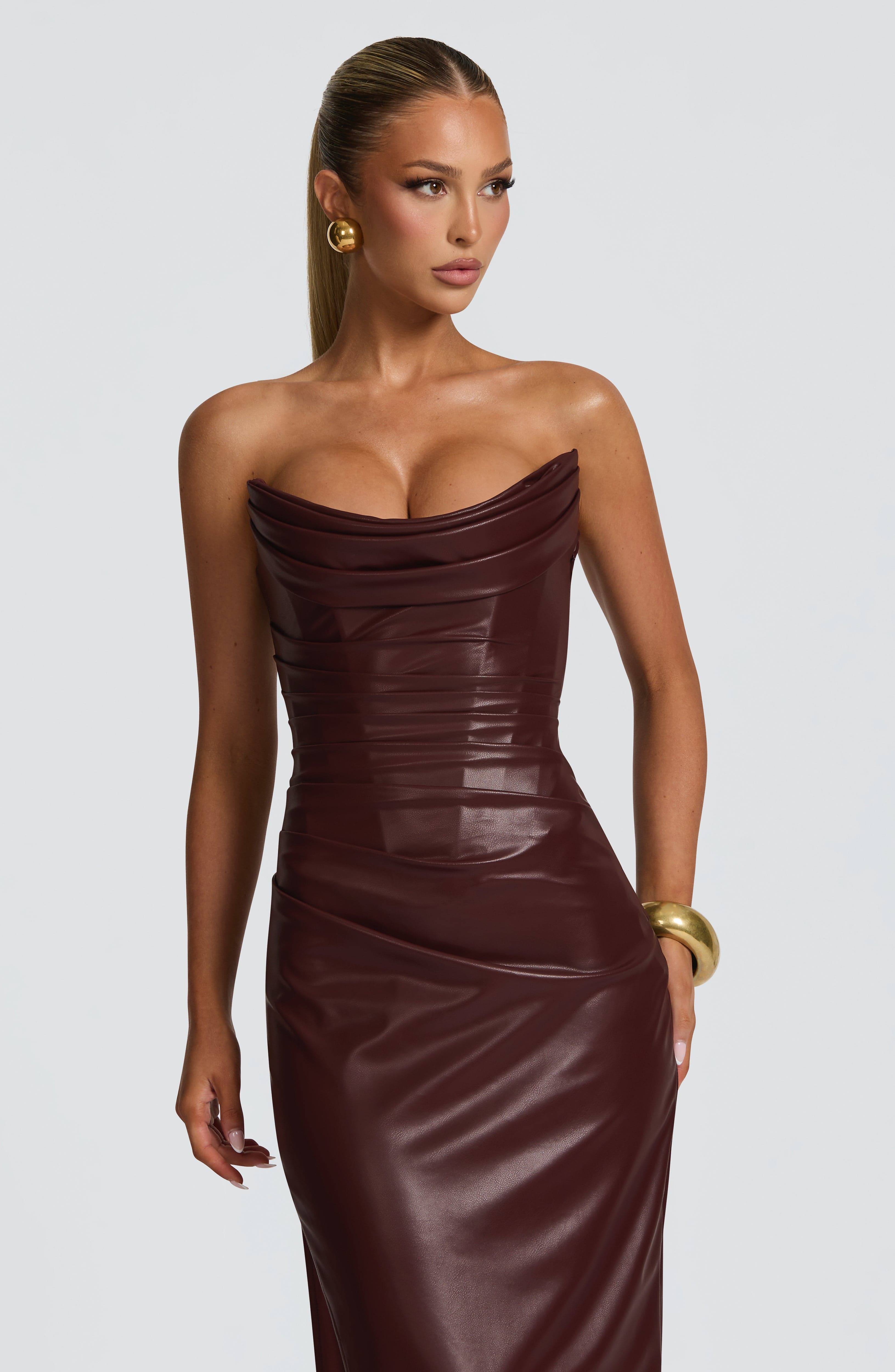 Vestido Longo Alba - Bordô