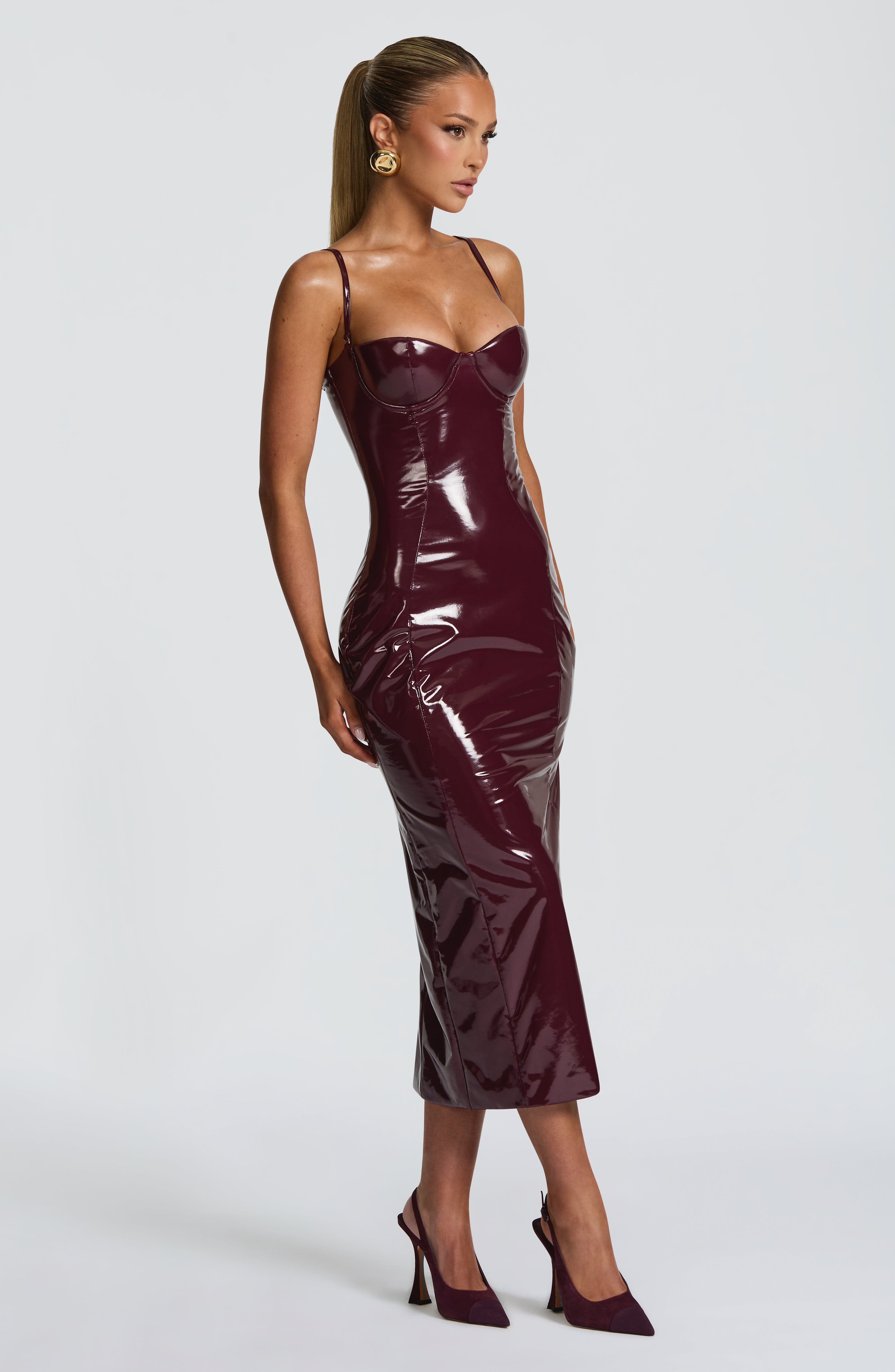 Vestido Midi Amala - Verniz Cereja