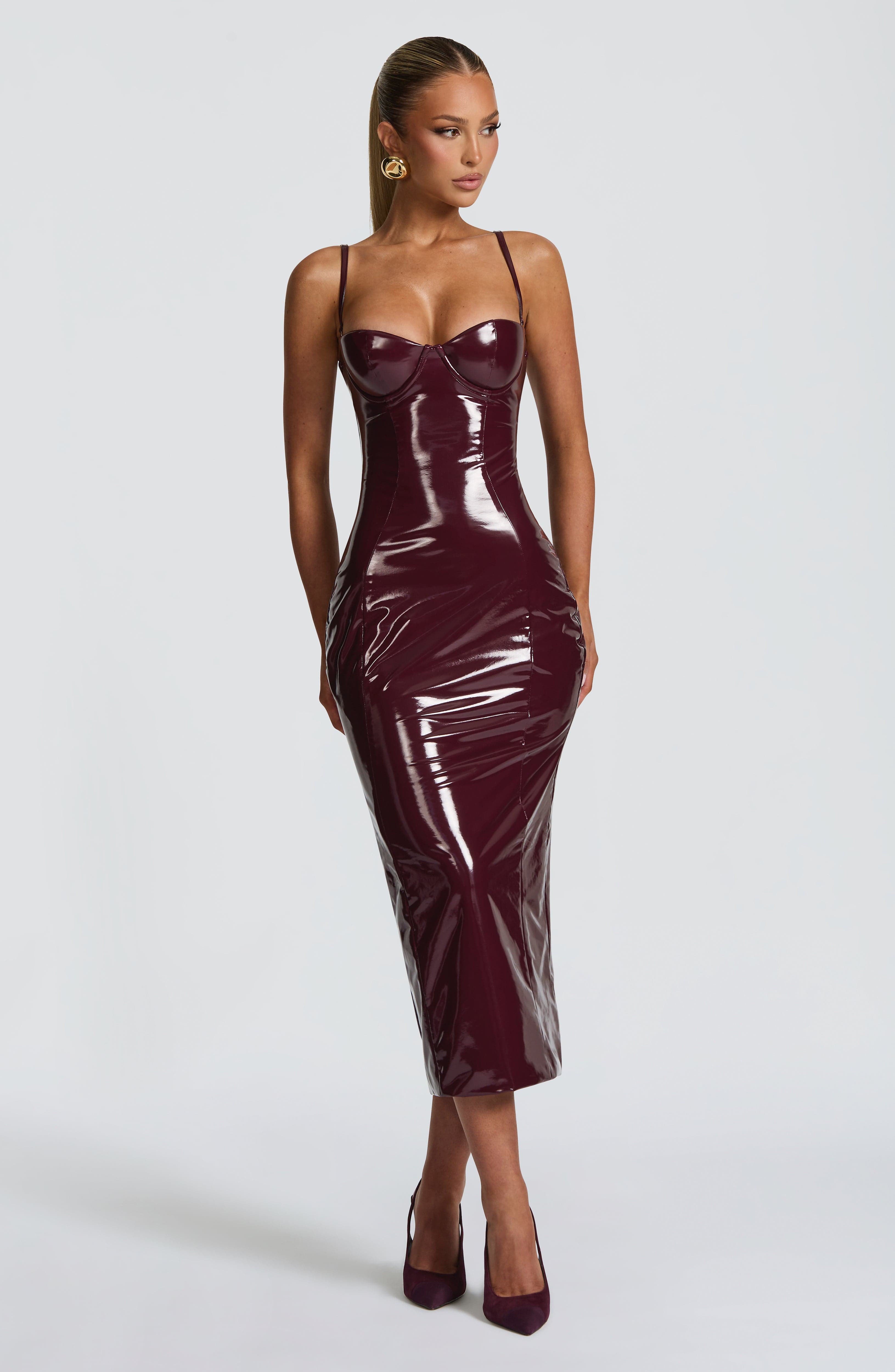 Vestido Midi Amala - Verniz Cereja