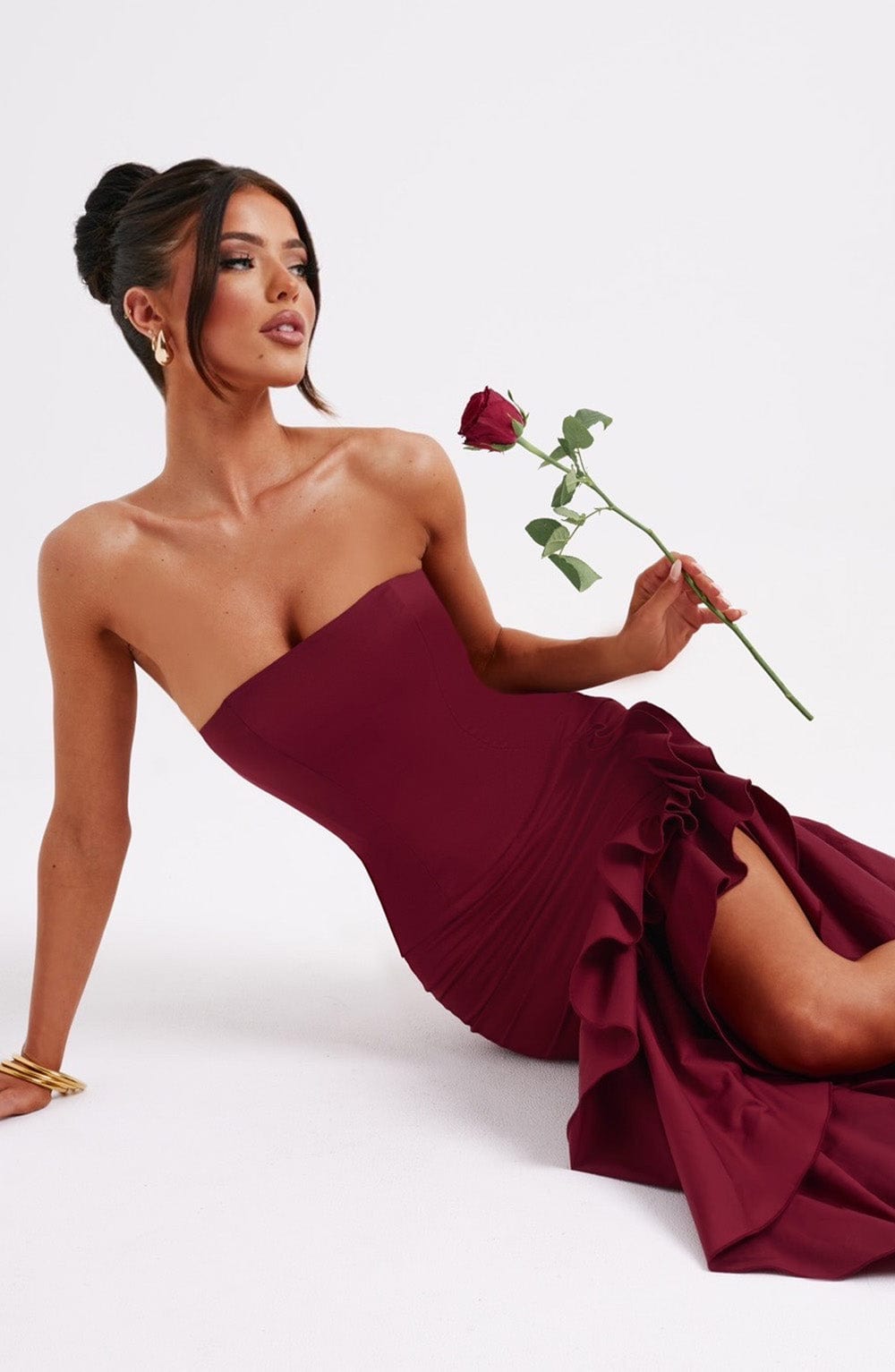 Vestido Longo Angelina - Borgonha