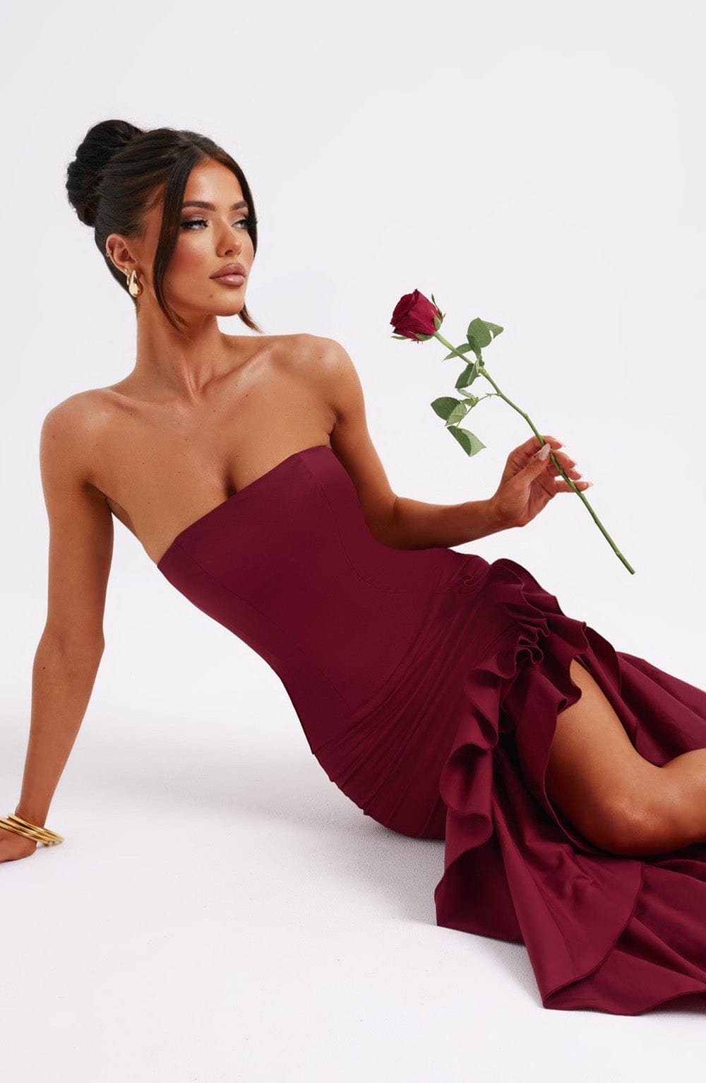 Vestido Longo Angelina - Borgonha