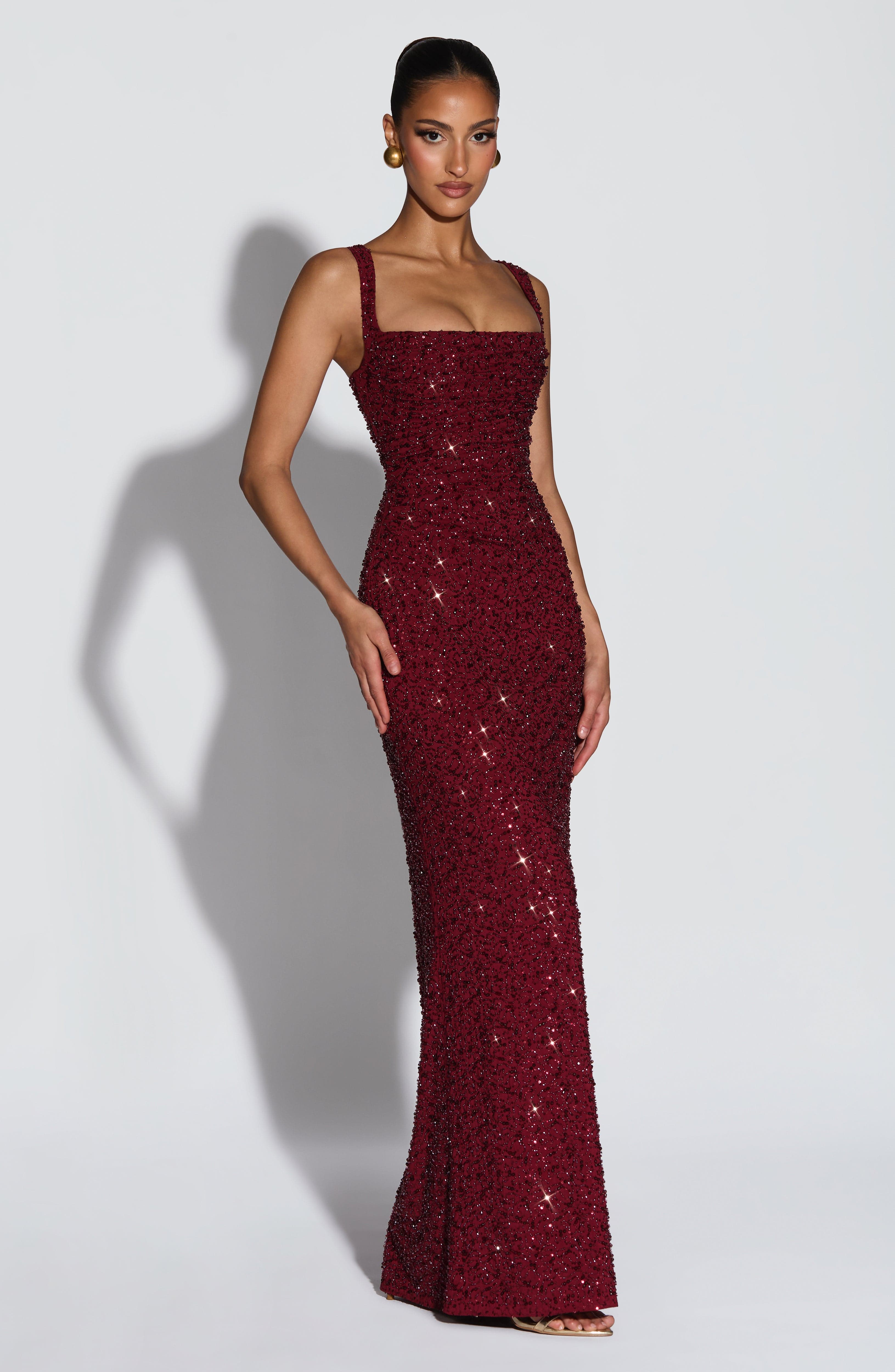 Vestido Longo Calanthe - Vinho Cintilante