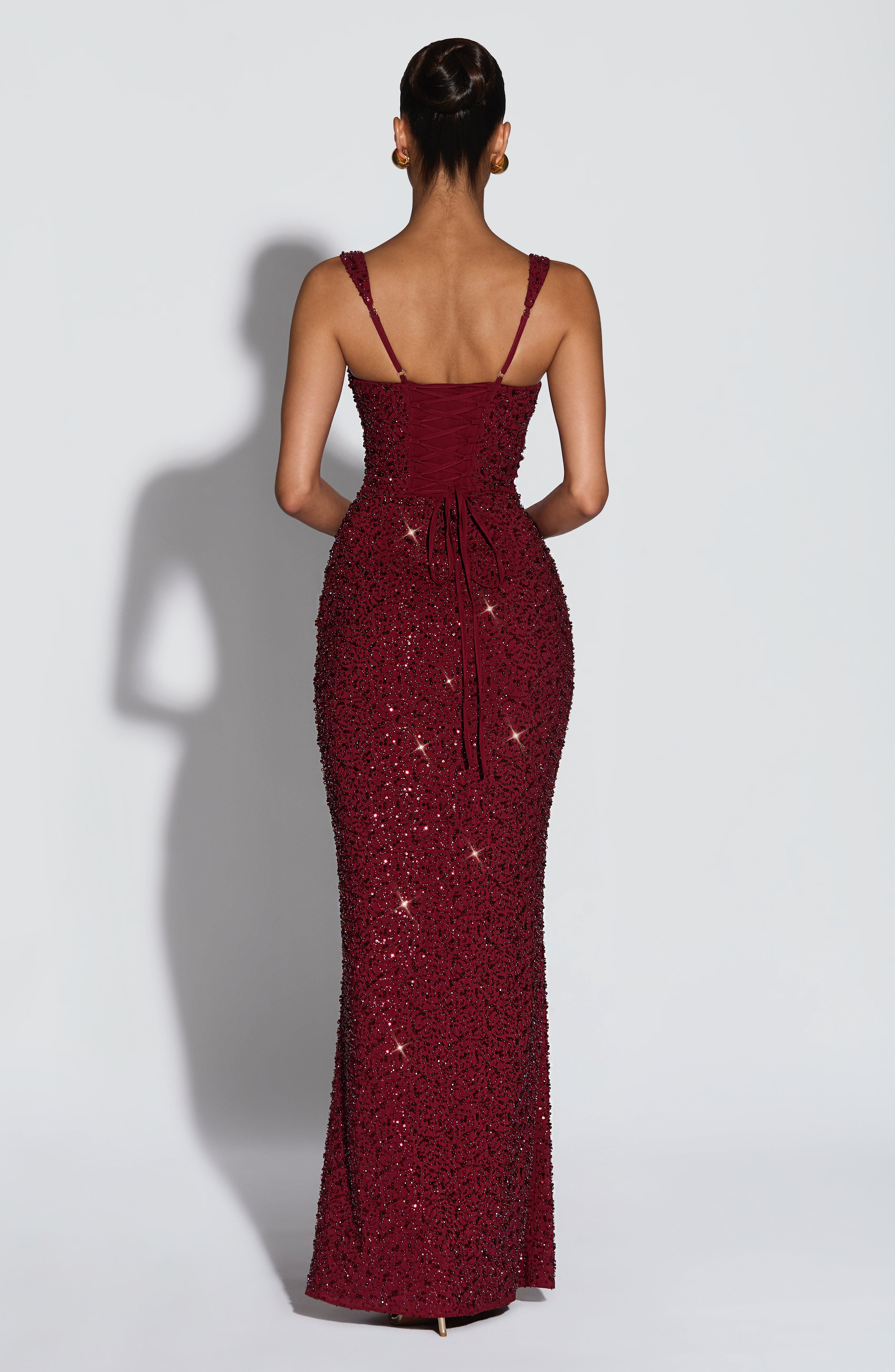 Vestido Longo Calanthe - Vinho Cintilante