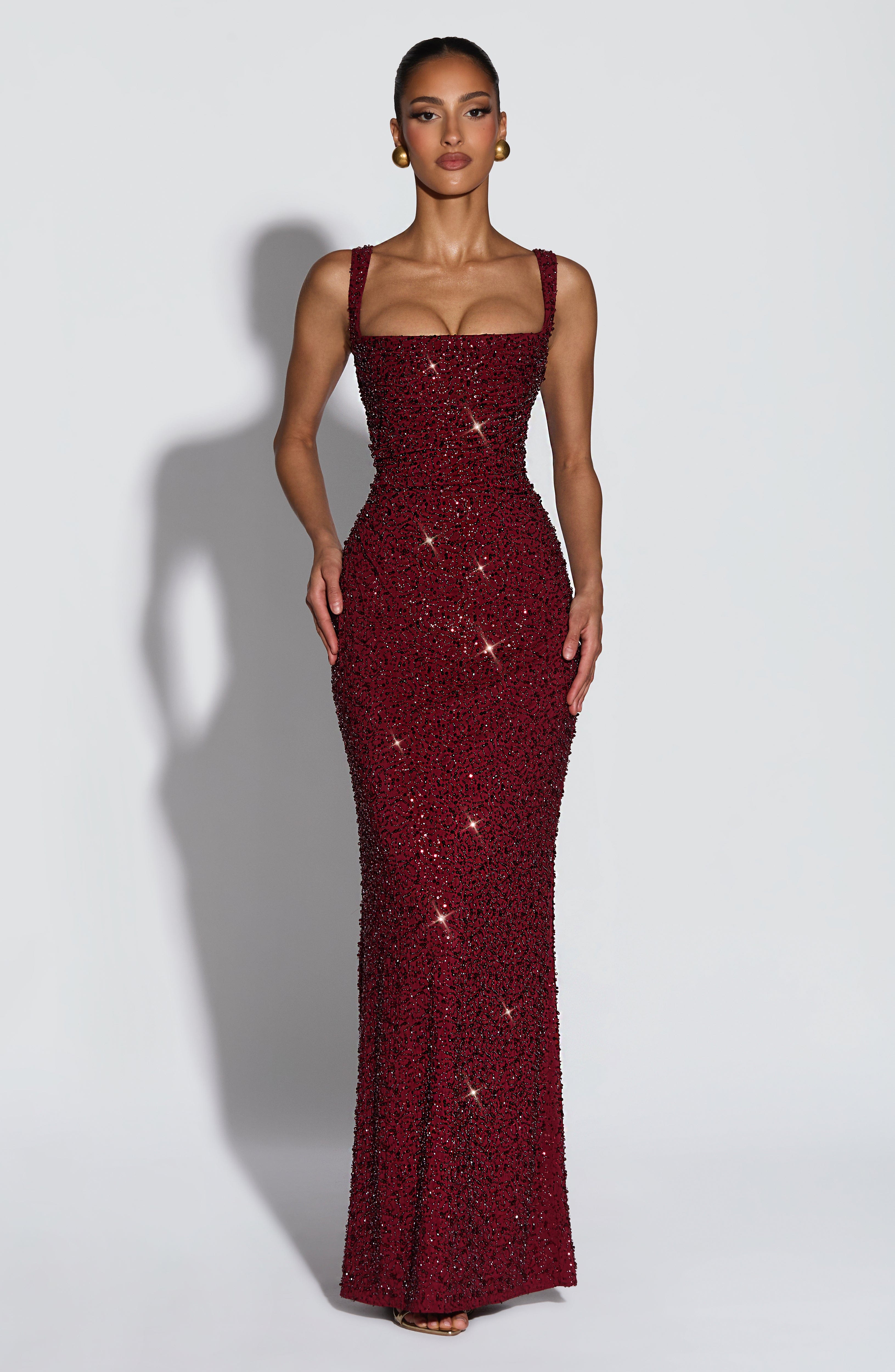 Vestido Longo Calanthe - Vinho Cintilante