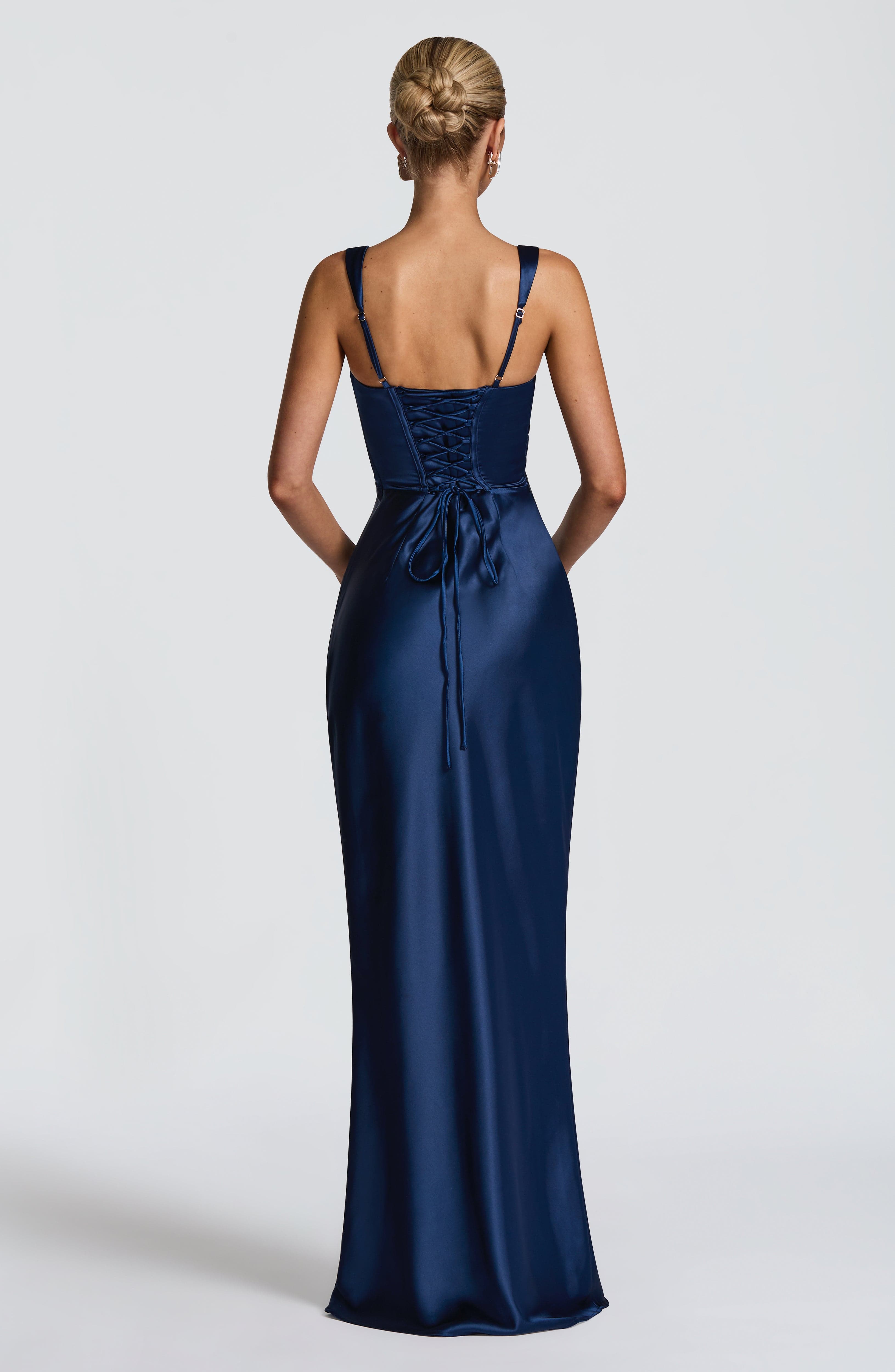 Vestido Longo Calanthe - Azul-marinho