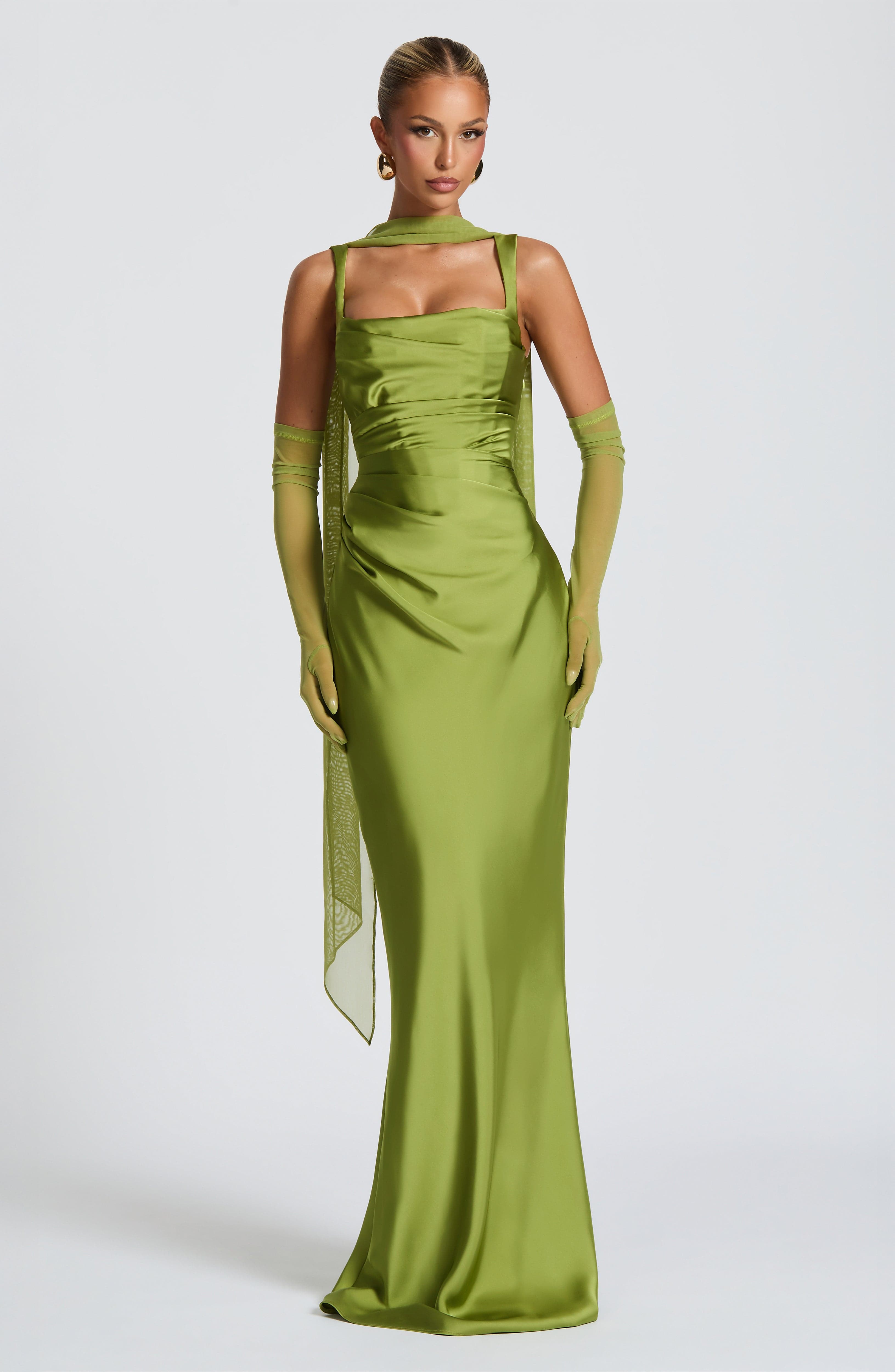 Vestido Longo Calanthe - Verde-oliva