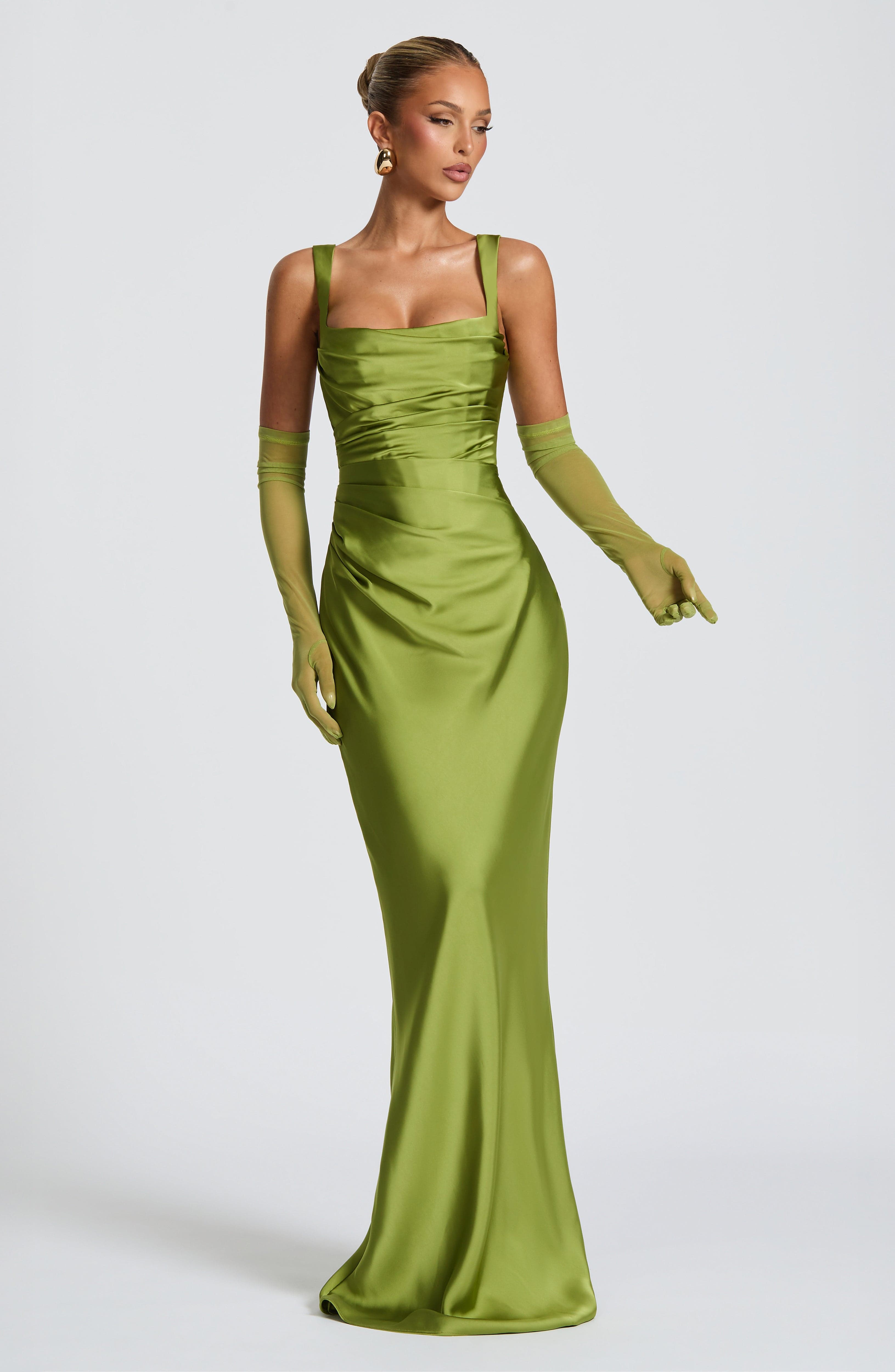 Vestido Longo Calanthe - Verde-oliva