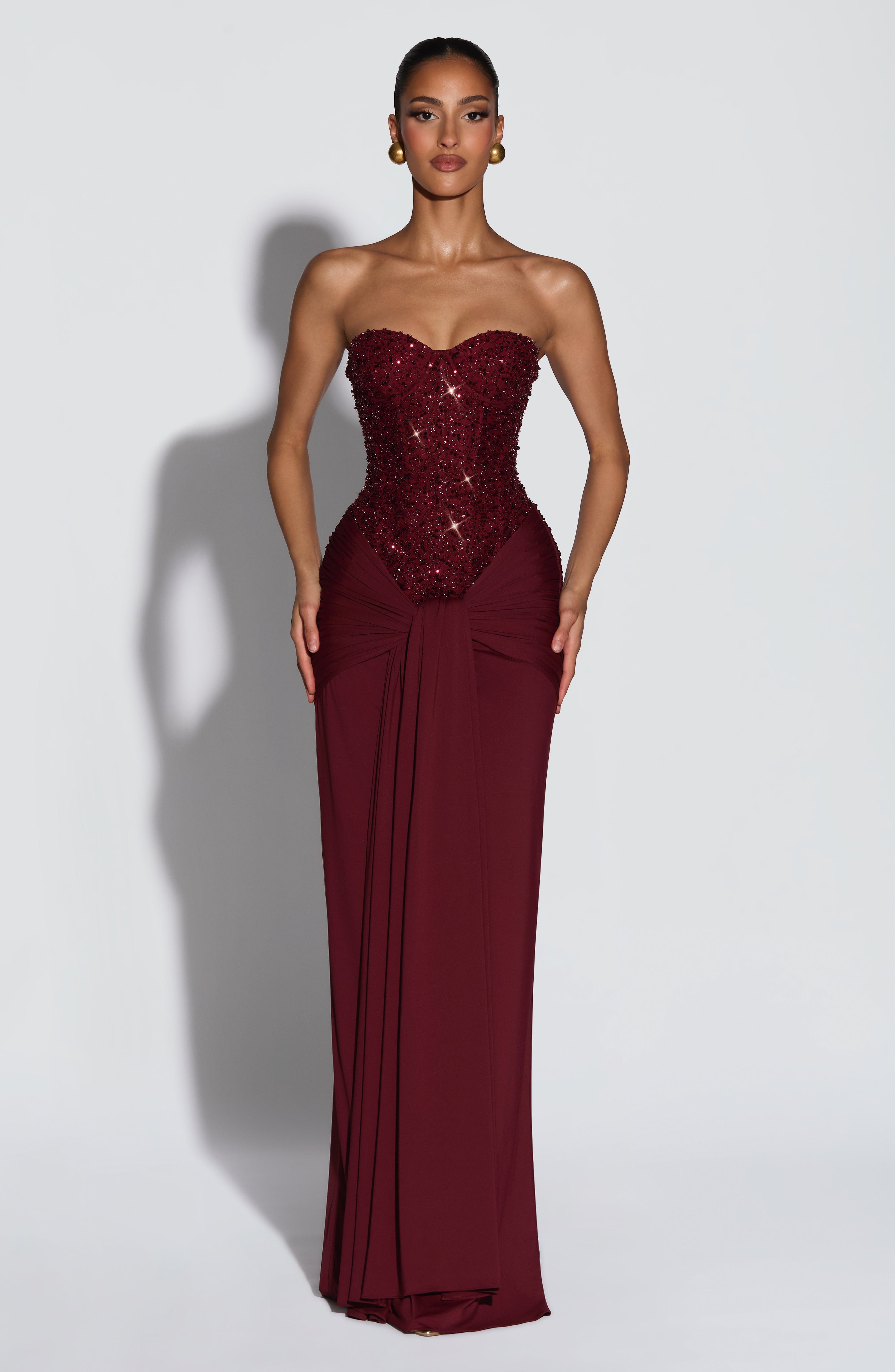 Vestido Longo Carina - Borgonha