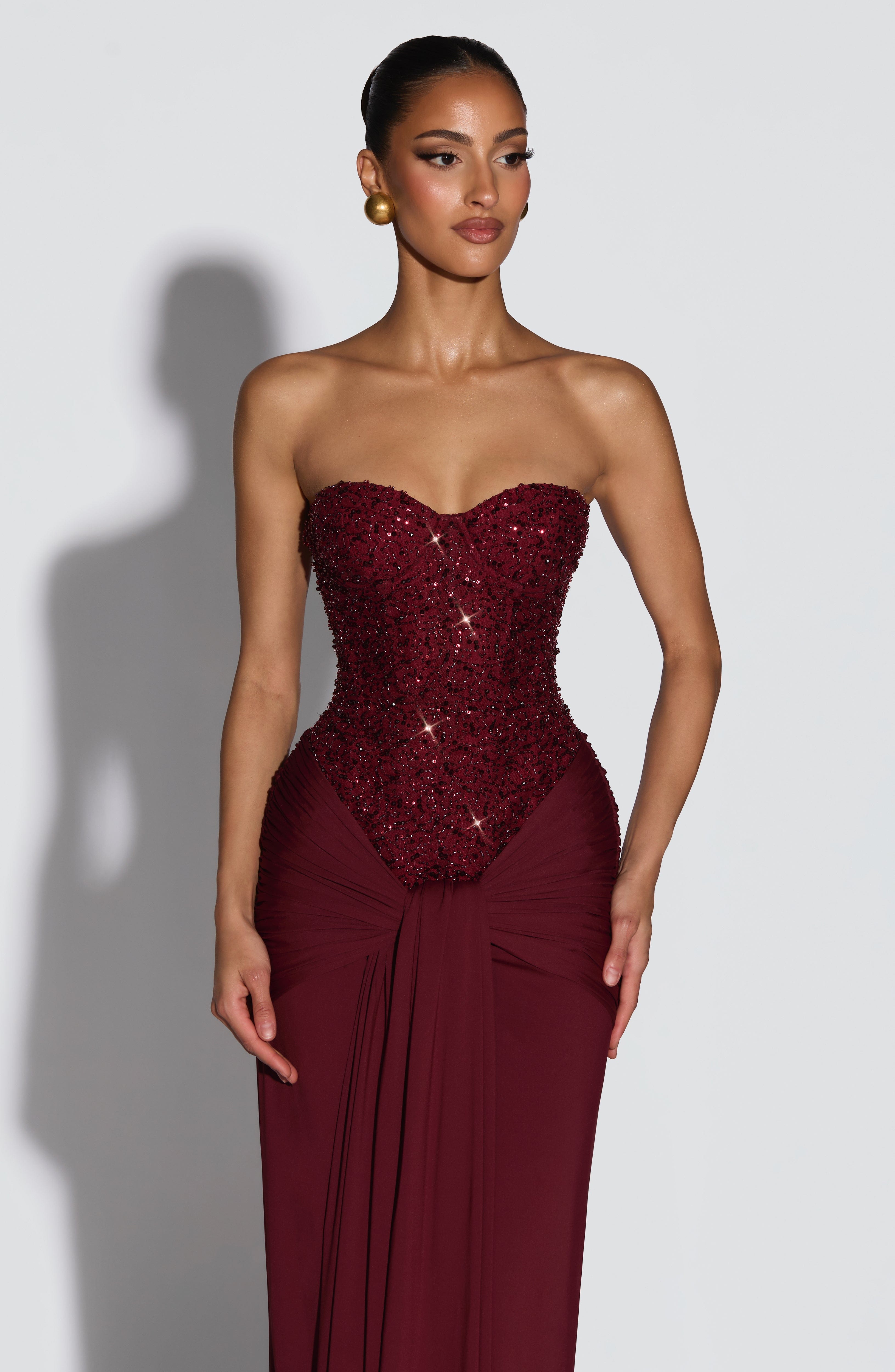 Vestido Longo Carina - Borgonha