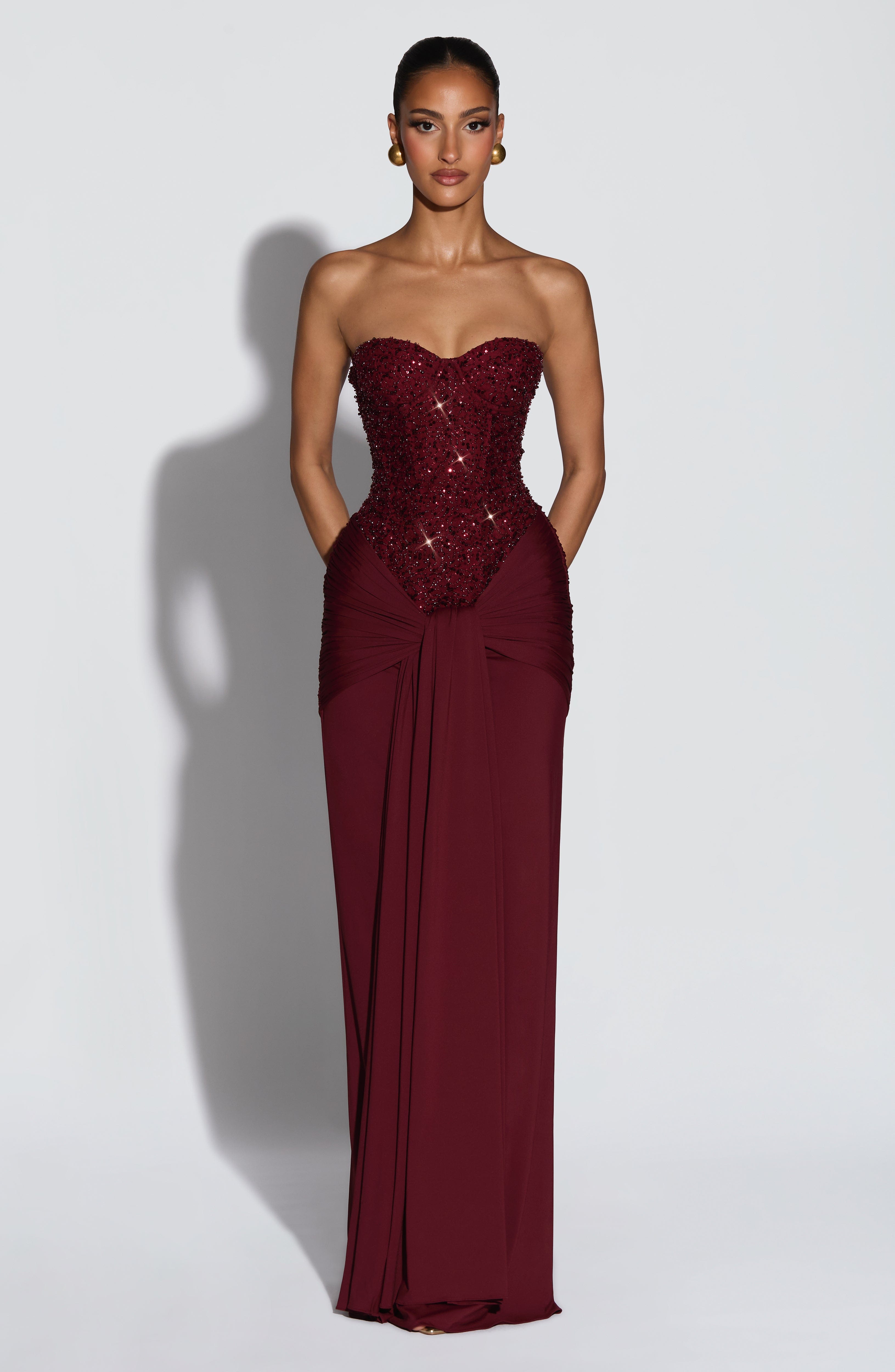 Vestido Longo Carina - Borgonha