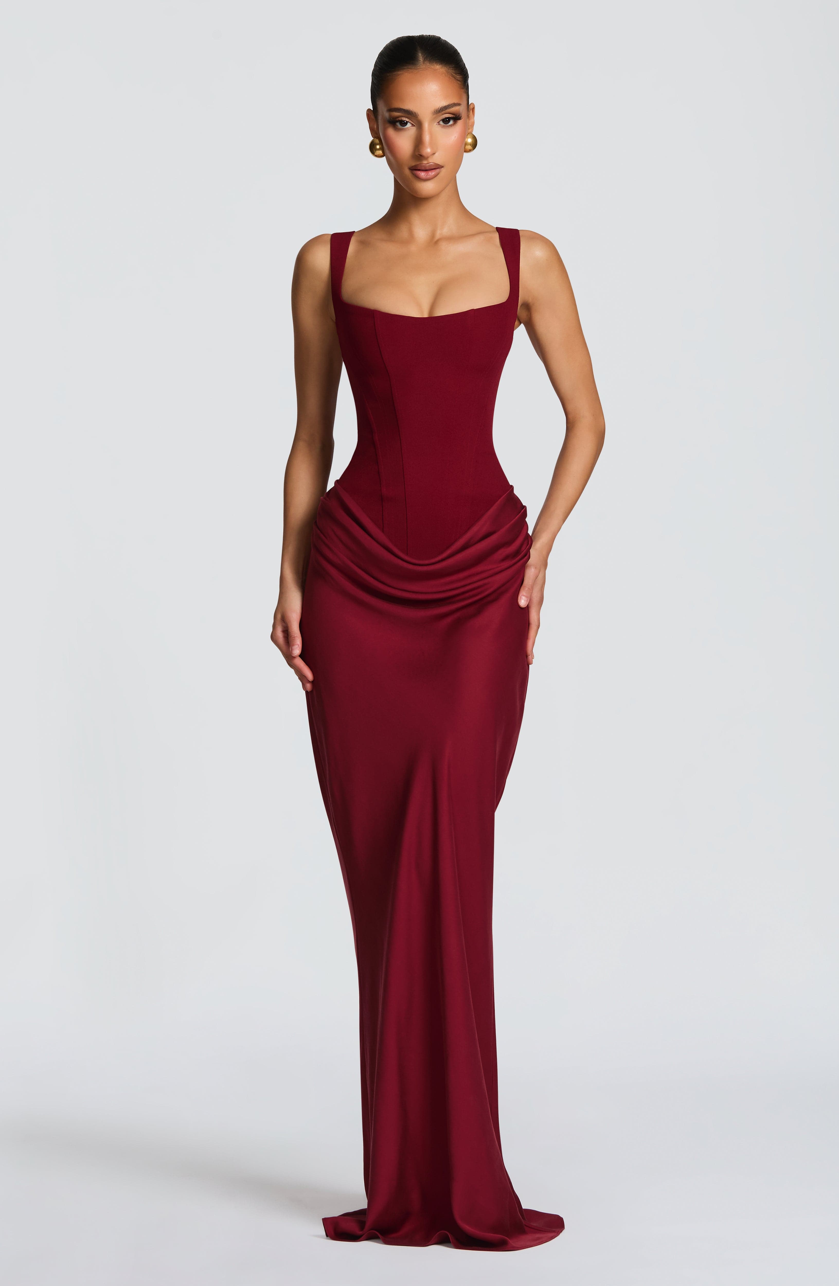 Vestido Longo Cornelia - Bordô