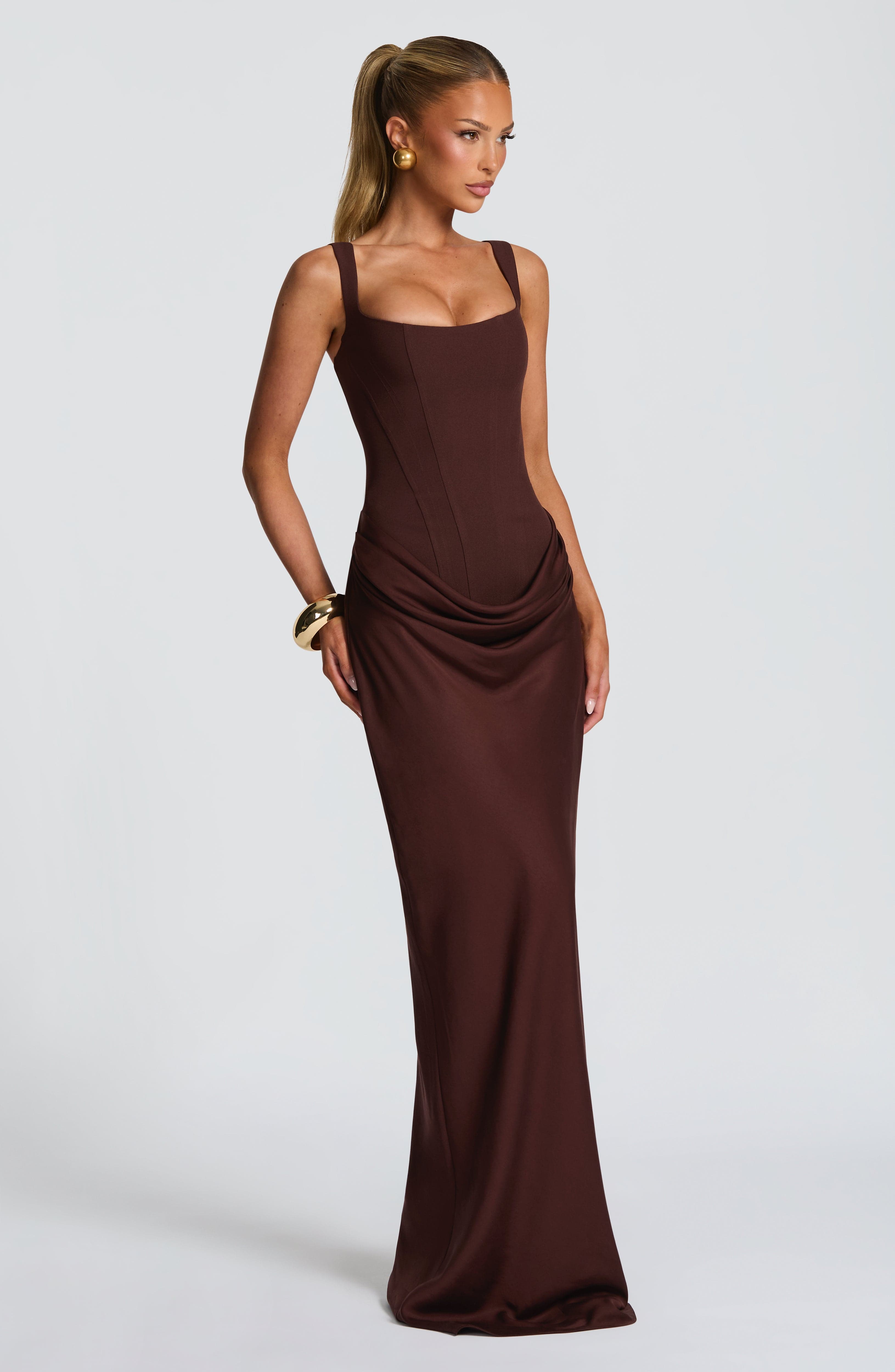 Vestido Longo Cornelia - Ameixa Marrom