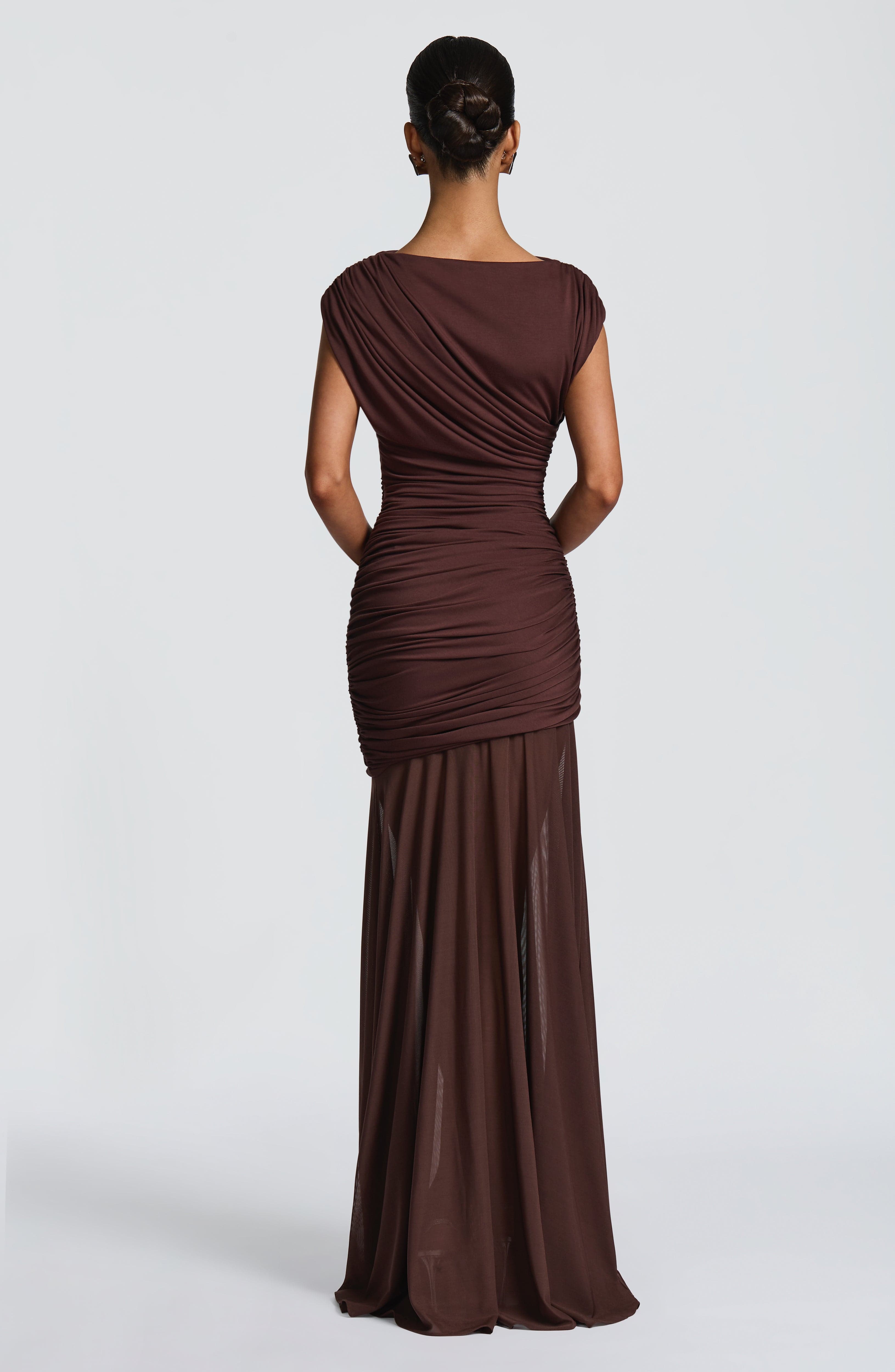 Vestido Longo Demelza - Ameixa e Marrom